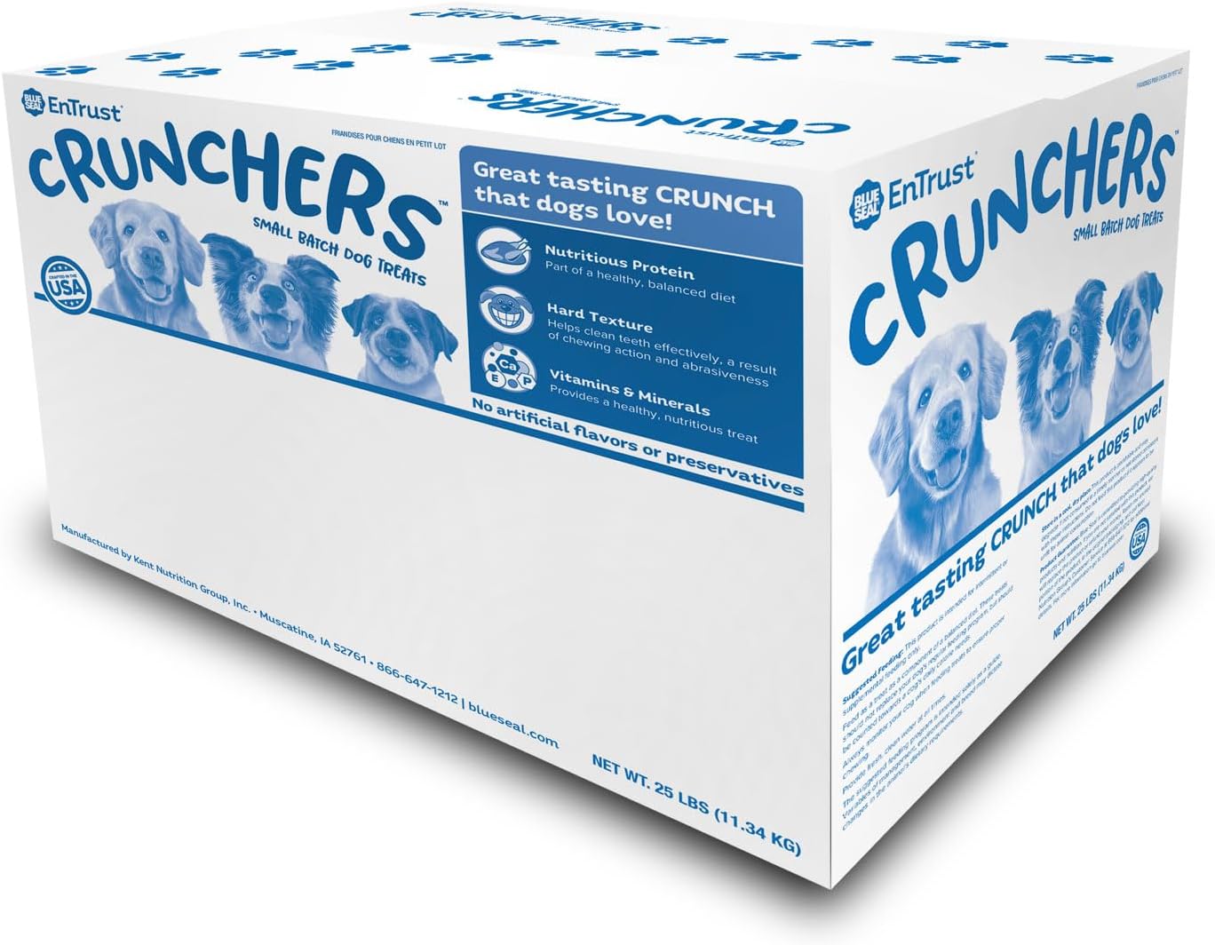 Blue Seal EnTrust CRUNCHERS Dog Treats| Large Size| Premium Ingredients | Original Recipe | 25 LB Box