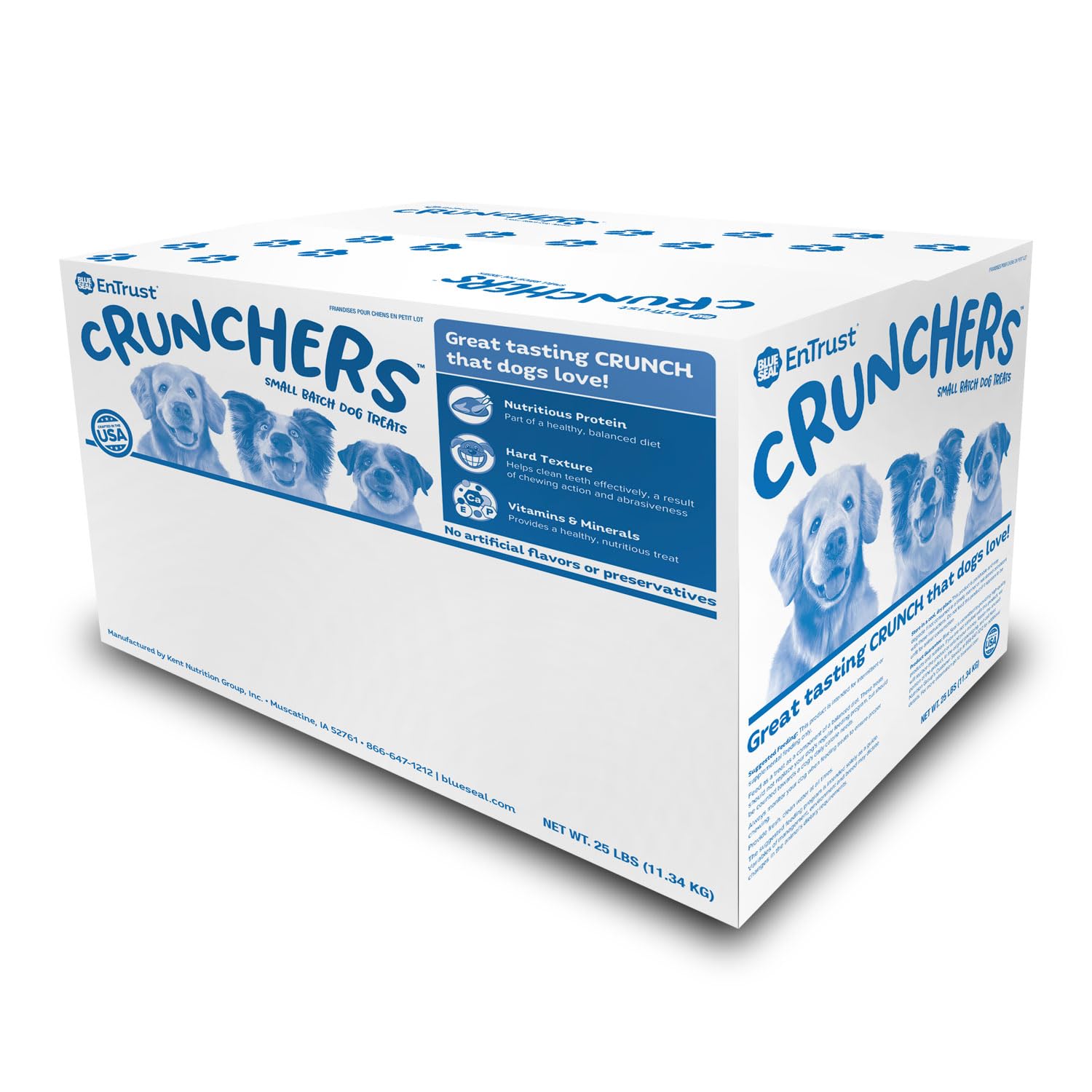 Blue Seal EnTrust CRUNCHERS Dog Treats Medium Size | Oven Baked | Premium Ingredients | Original Recipe | 25 LB Box