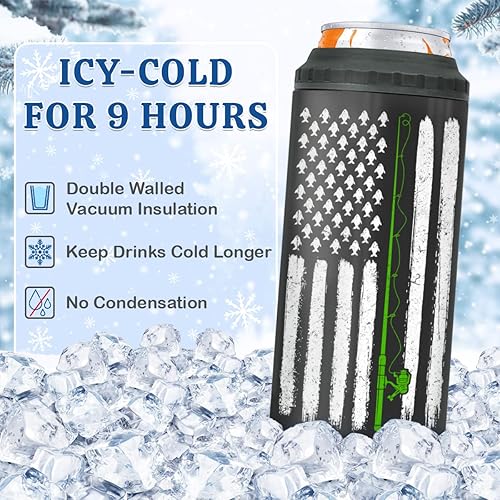 Miniatura 10 de wowcugi Vaso de caza 4 en 1 con diseño de bandera estadounidense de ciervos, acero inoxidable, 16 onzas