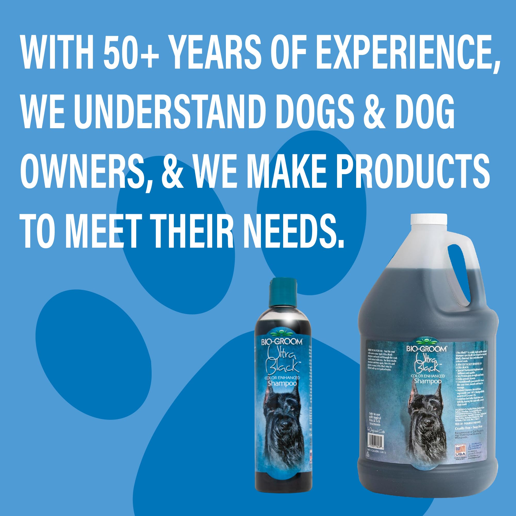 BIO-GROOM - Ultra Black Hundeshampoo - Für Dunkles Hundefell - Intensiviert Dunkles Fell - Verhindert Trockenheit - Mit Sojaprotein - 3,8 L