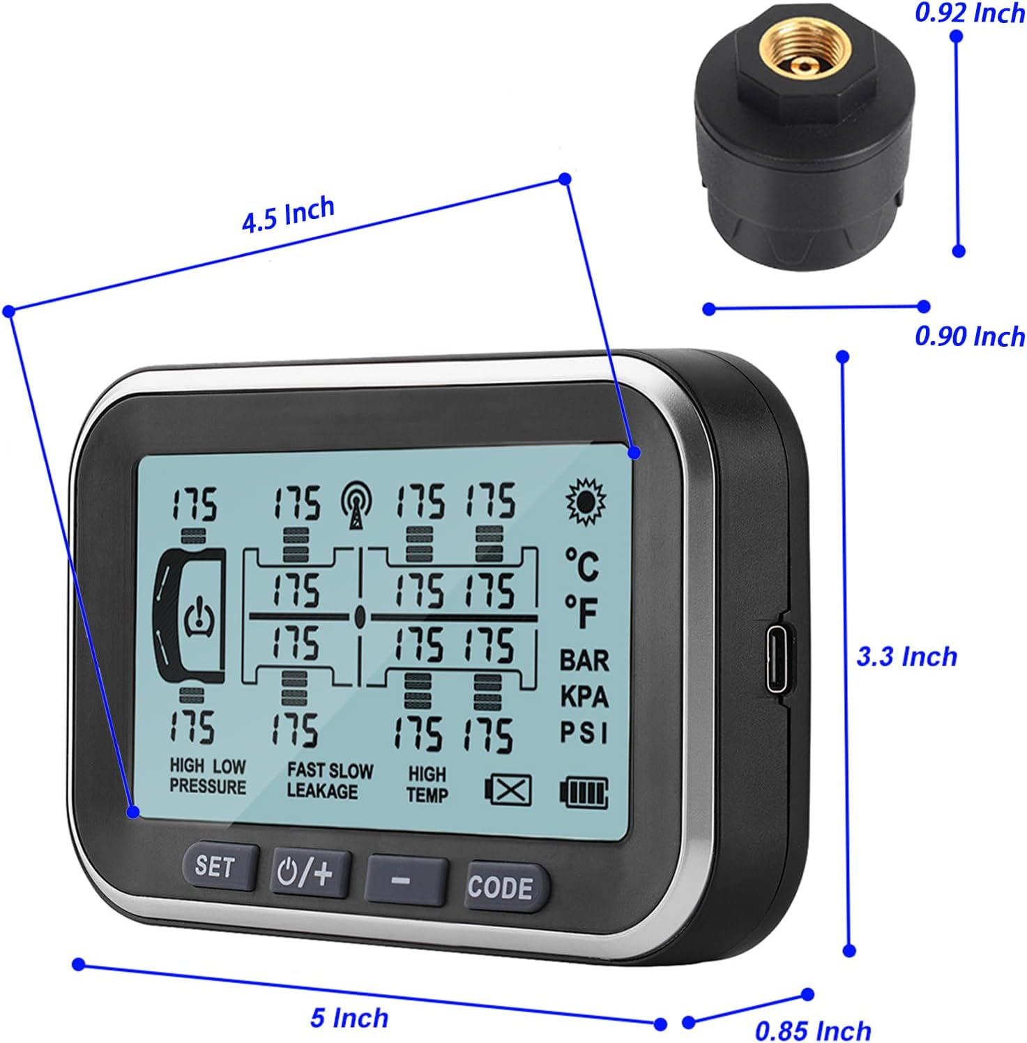 Tire Pressure Monitoring System Display can Monitor up to 14 Tires TM4-14