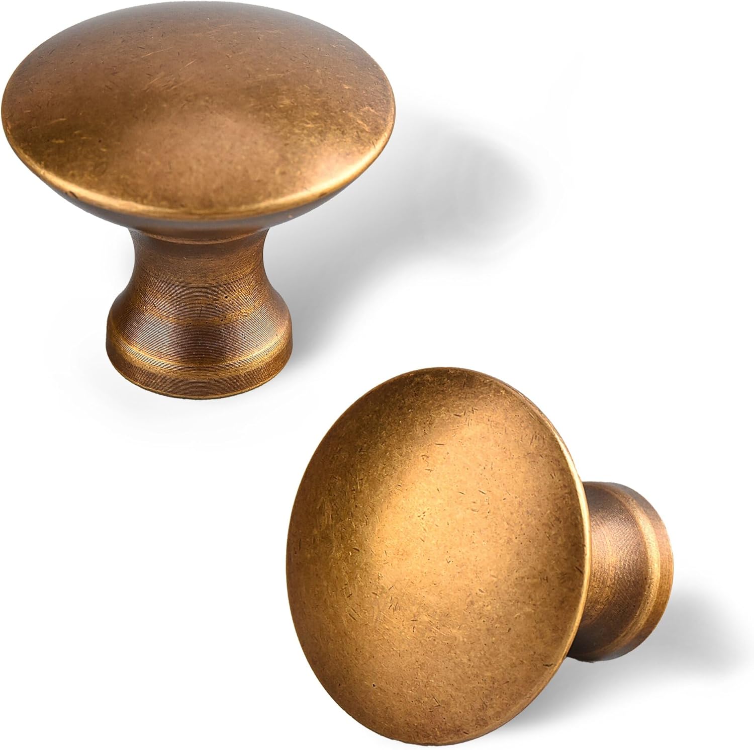 10 Pack Vintage Antique Brass Cabinet Knobs, 1-5/16 Inch Kitchen Cabinet Cupboard Pulls, Single Hole Hardware Zinc Alloy Handle for Bathroom Dresser, Wardrobe Drawer Knobs