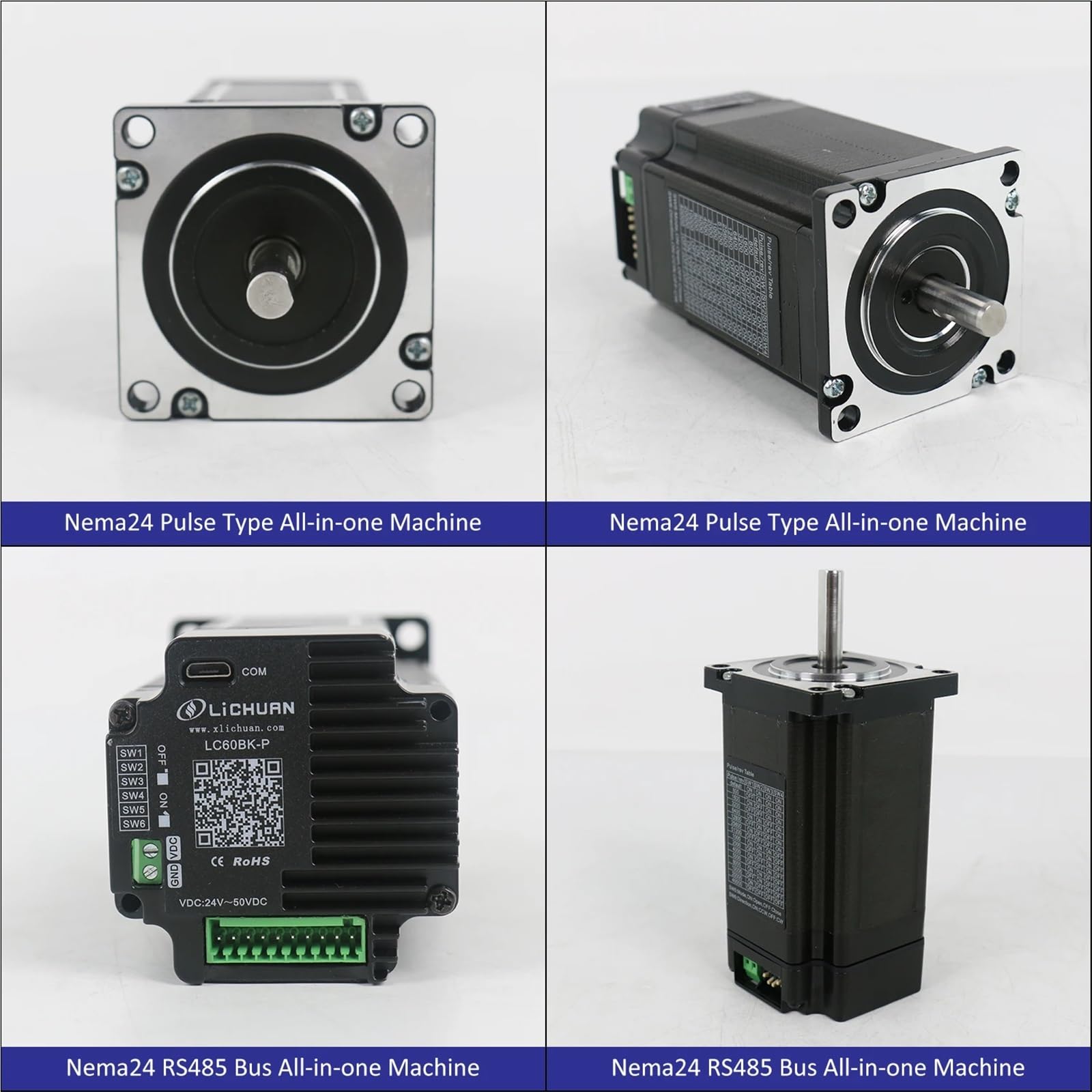 Pulse/RS485 DC24~50V4.5/5/5.8A 1000PPR 3/3.8/4.3N.m 2Phase Nema24 Open Loop/Closed Loop Zintegrowany sterownik silników krokowych (Nema24 4.. 10 mm, seria impulsowa_otwarta pętla)