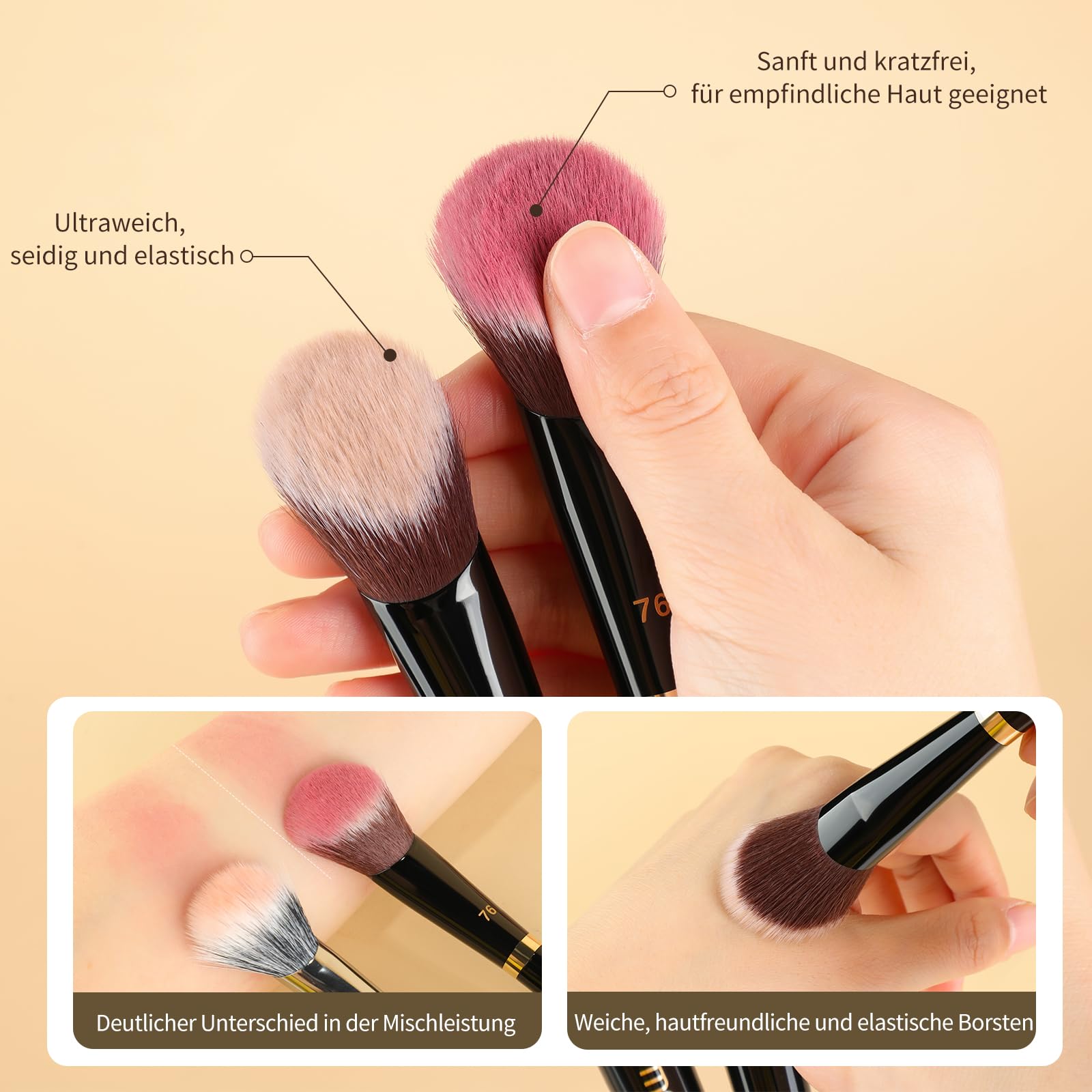 MSQ Pincel para colorete líquido en ángulo, ideal para aplicar