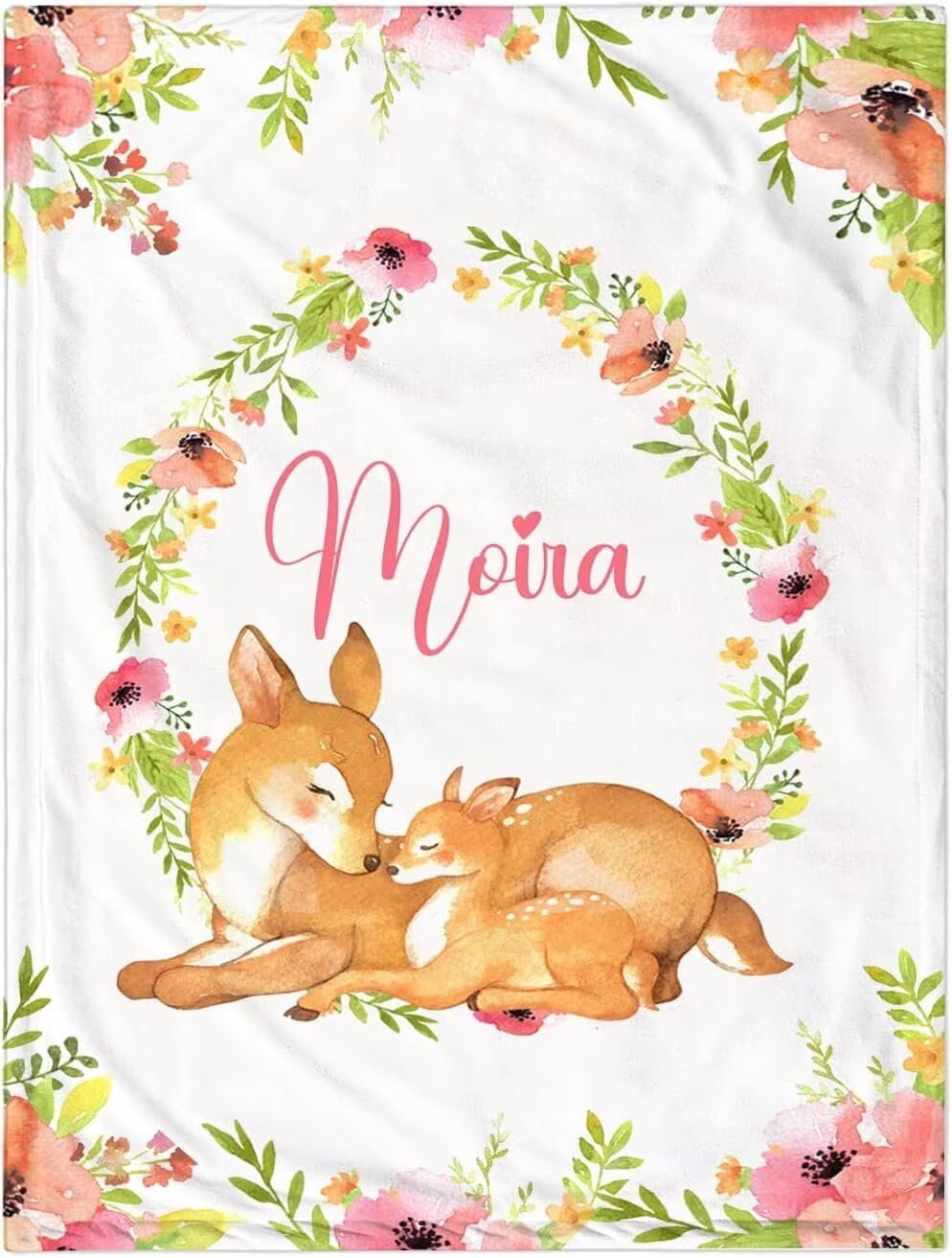PLYIHE Baby-Decke mit Name und Geburtsdatum,Baby kuscheldecke Kinder mit Namen,kuschelig weich Fleecedecke Geschenk zur Taufe Geburt für Neugeboren Mädchen Junge