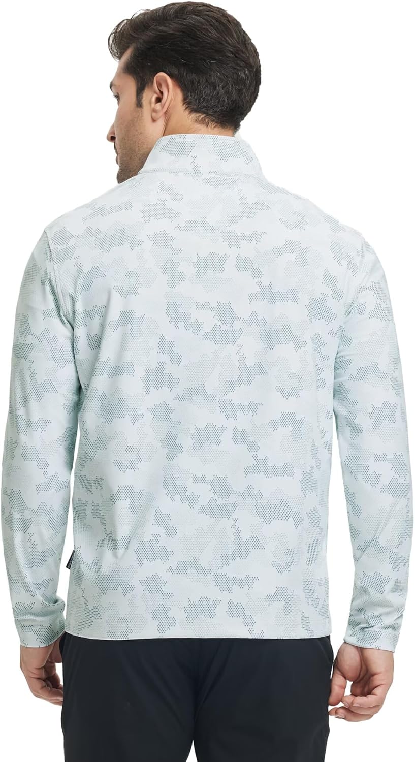 M MAELREG Quarter Zip Golf Pullover Men Dry Fit Long Sleeve Performance Wicking 1/4 Zip Full Print Pullover Mens Sweatshirt - Image 5