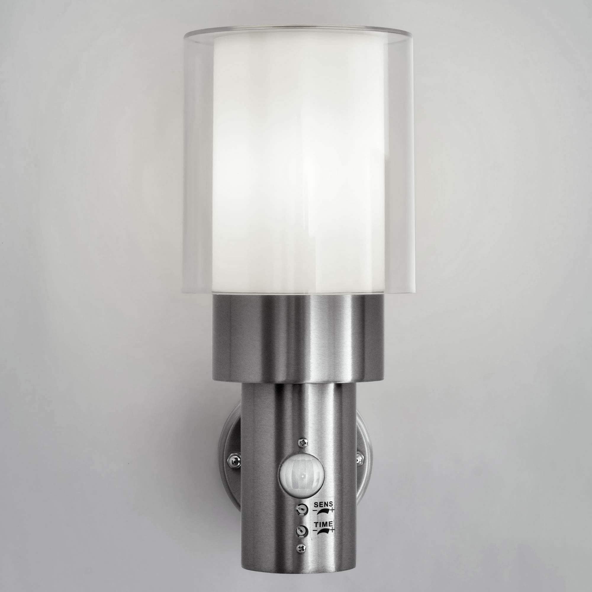 Maxkomfort Aussenleuchte mit Bewegungsmelder + 10W LED neutralweiß E27 Fassung Wand-leuchte Wandlampe Flurleuchte Edelstahl modern IP44 ASTERIA 1773 Gartenleuchte