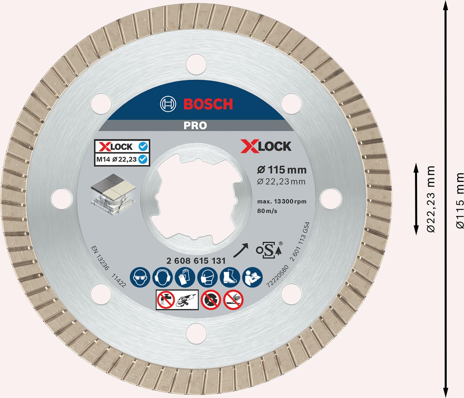 Bosch X-Lock Aksesuarları, Disk, Gri, 115 mm, 1 Adet