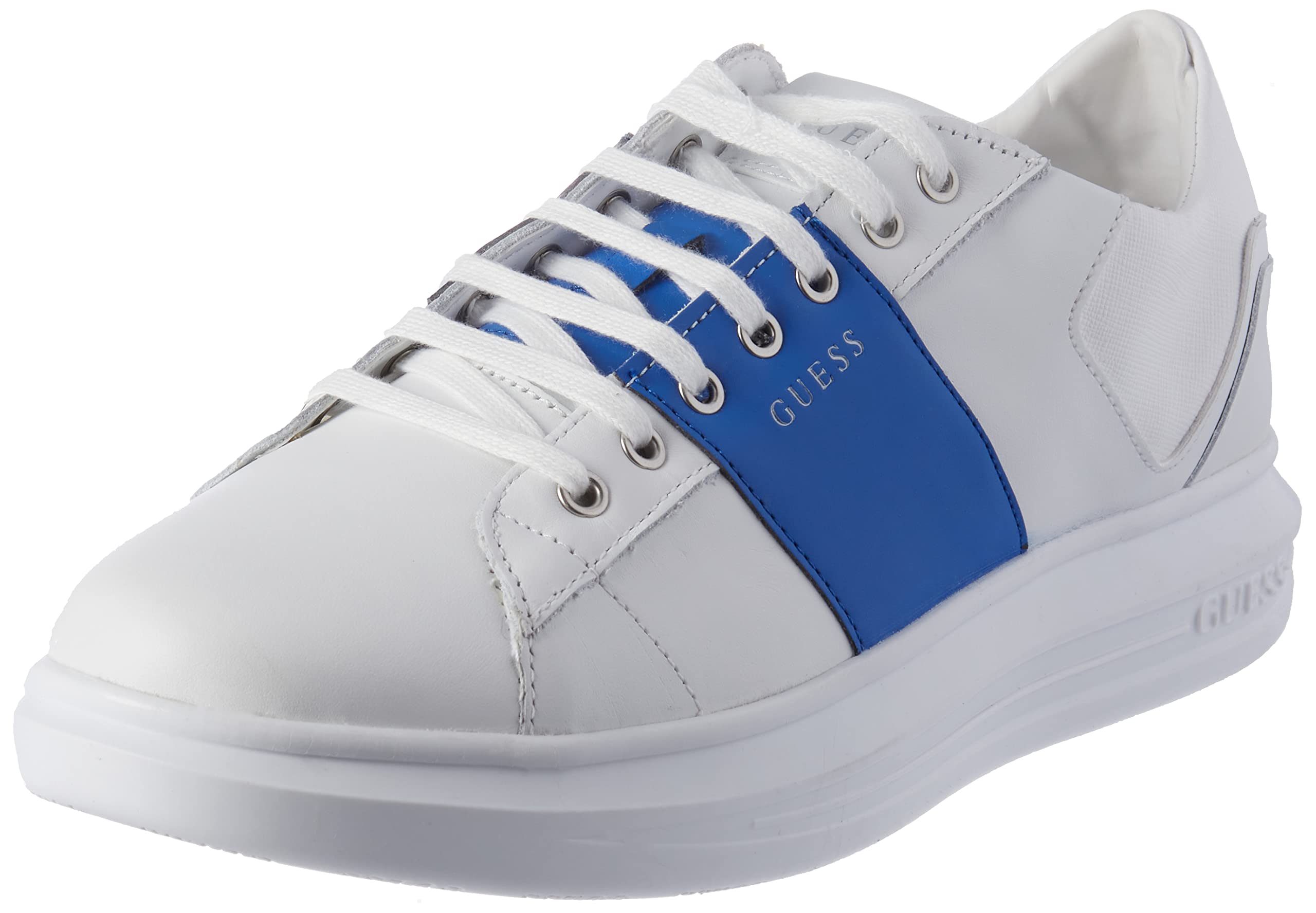 GUESS Vibo, Zapatillas de Gimnasio Hombre, White Blue, 45 EU