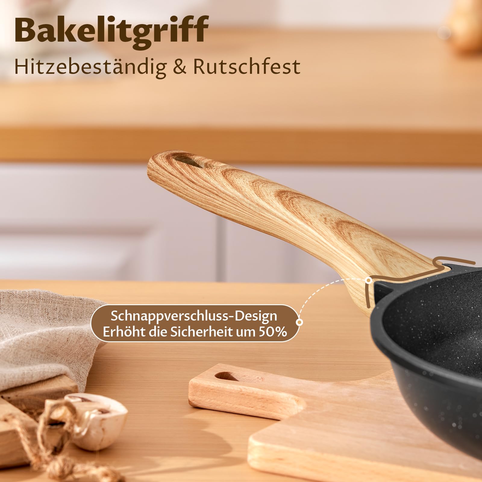 BLAZANT Pfannen-Set Induktion 20+24+28 cm, Pfannenset Bratpfannenset für alle Herdarten, Antihaft-beschichtete Pfanne Bratpfanne, PFAS-frei, leichte Reinigung, Granit