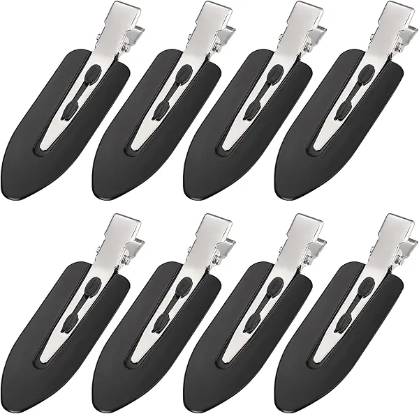 8Pcs No Bend Hair Clips - Creaseless Hair Clips Styling Duck Bill Clip No Dent Alligator HairBarrettes, Small Gifts for Women Girl Salon Hairstyle Hairdressing Bangs Waves Makeup, Black
