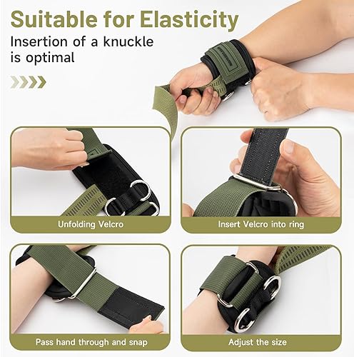 Miniatura 3 de MANUEKLEAR - Correas de muñeca antideslizantes para levantamiento de pesas, correas de levantamiento de pesas con anillos en D para entrenamiento de