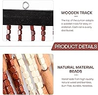 Vista 3 de ANMINY Cortina de madera natural con cuentas de bambú para colgar, divisor decorativo hecho a mano para puerta, panel de pared, persianas