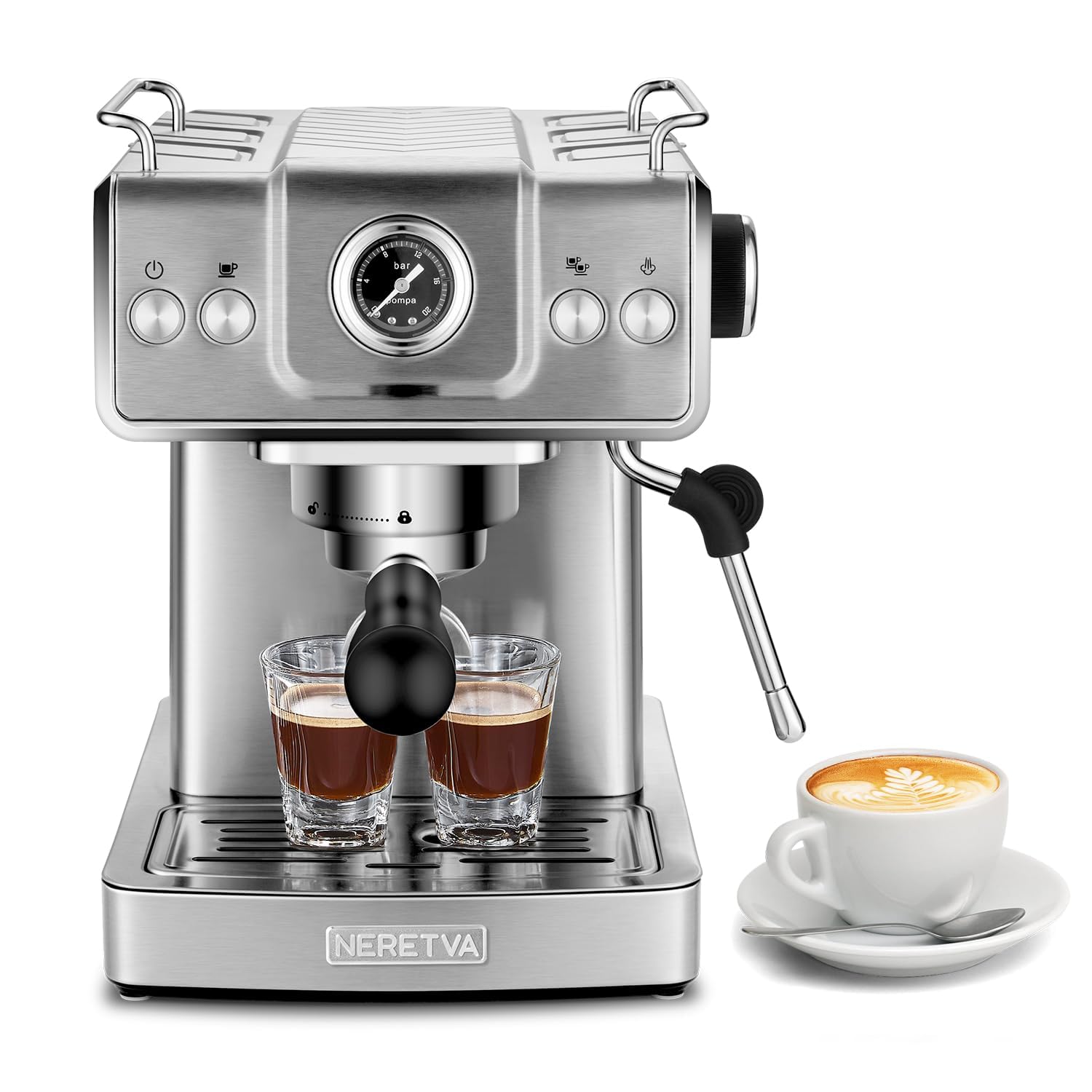 Neretva20 Bar Espresso Machine, Expresso Coffee Machine With Milk Foaming Steam Wand, Espresso Latter and Cappuccino Maker, 1.8L Water Tank, For Home Barista