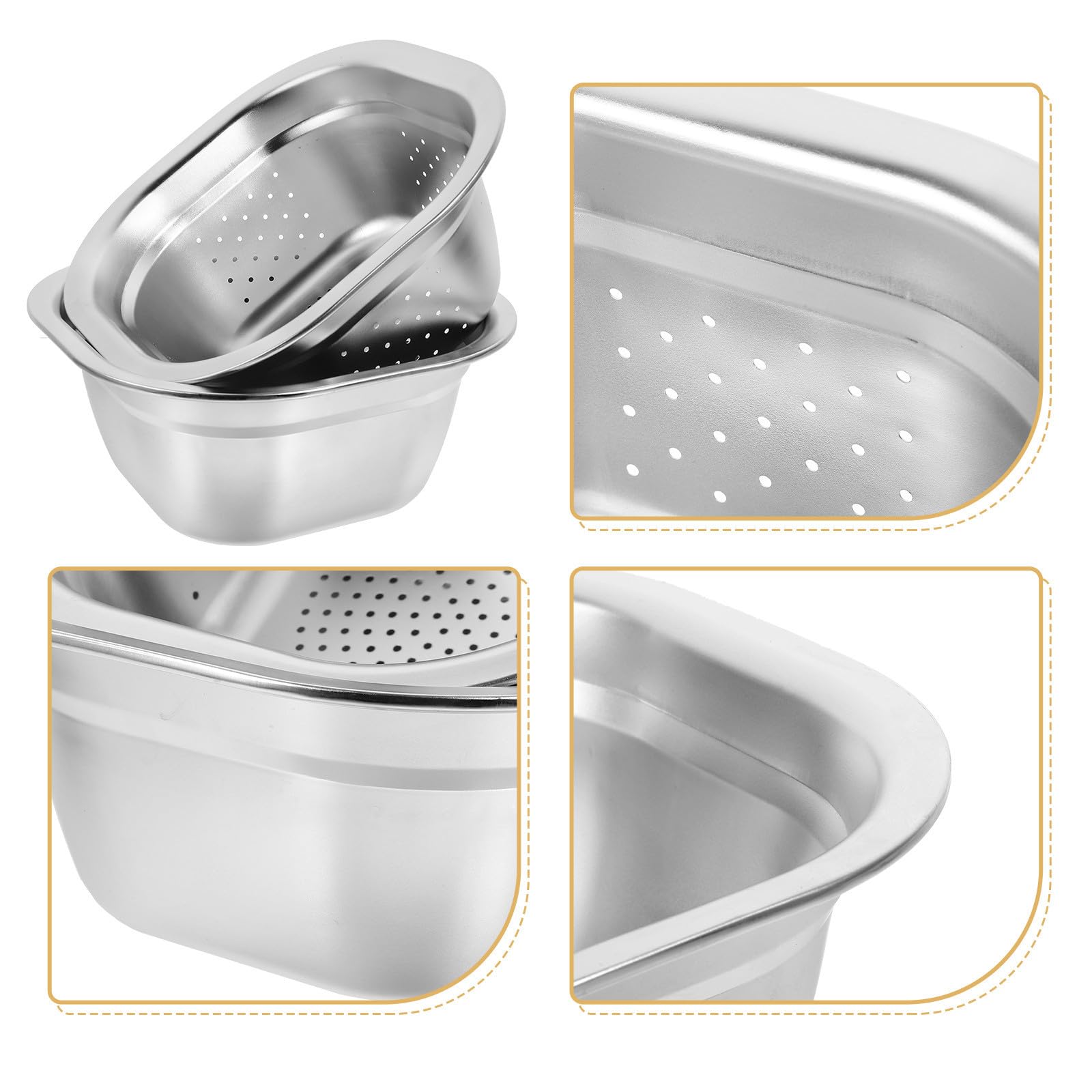 Colador de Cocina de Acero Inoxidable 21cm para Alimentos y Frutas | Juego de 2 Piezas, Color Plata, Cesta de Malla, Limpieza de Verduras, para Casa Nueva