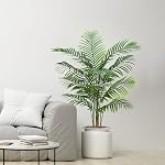 5FT Artificial Areca Palm Tree, Faux Palm Plant with White Planter | Easy Setup, Realistic Foliage, Maintenance-Free Decor, Fake Indoor Floor Plant for Living Room, Office, Bedroom & Home Decor