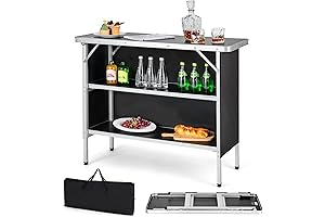 COSTWAY Folding Buffet Table for Narrow Spaces