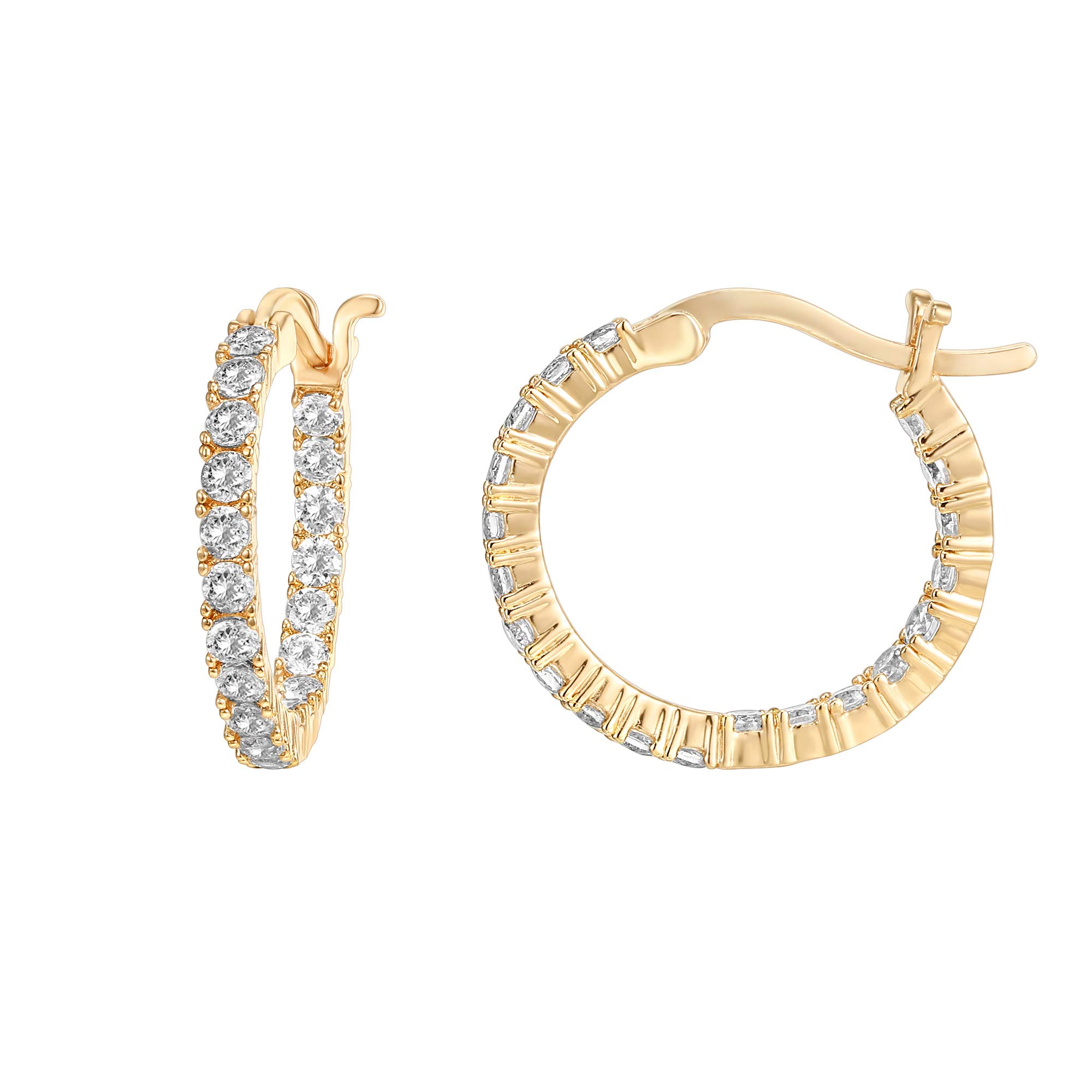 PAVOI14K Gold Plated 925 Sterling Silver Post Cubic Zirconia Hoop Earrings