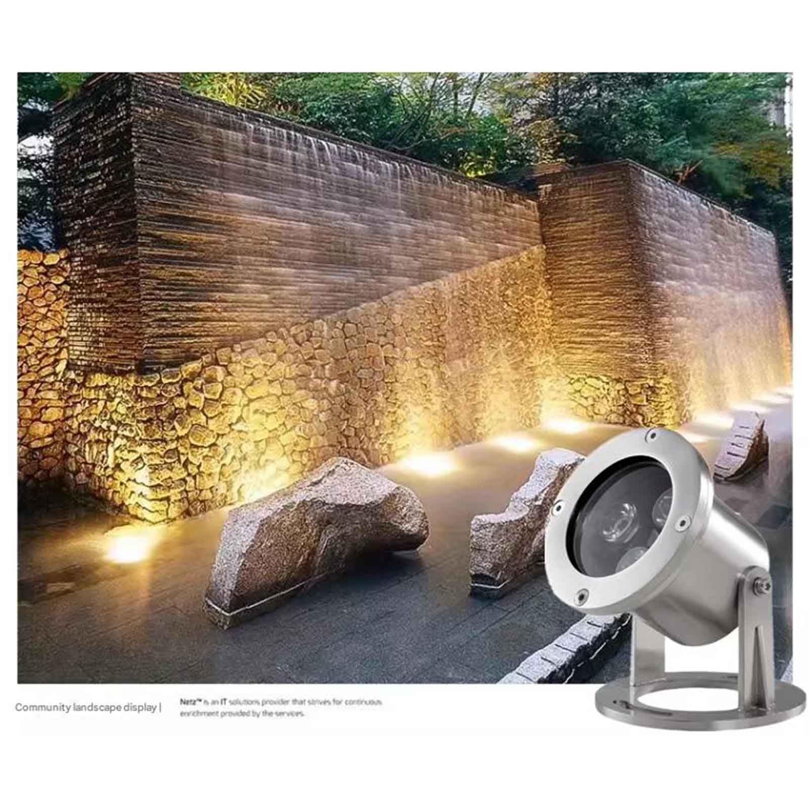 LED Strahler, 3W Wasserdicht Edelstahl Licht für Teich, Brunnen, Park, Pool Beleuchtung