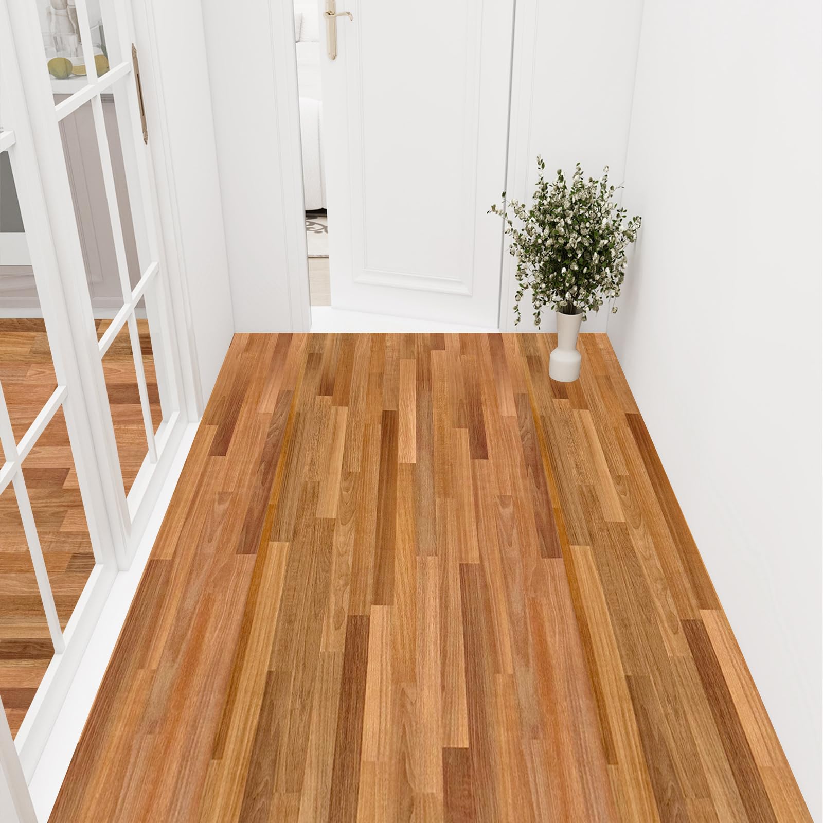 Shackcom Adesivo per pavimento in PVC, 0,8 m², effetto legno, per camera da letto, soggiorno, cucina, fai da te, 40 x 200 cm