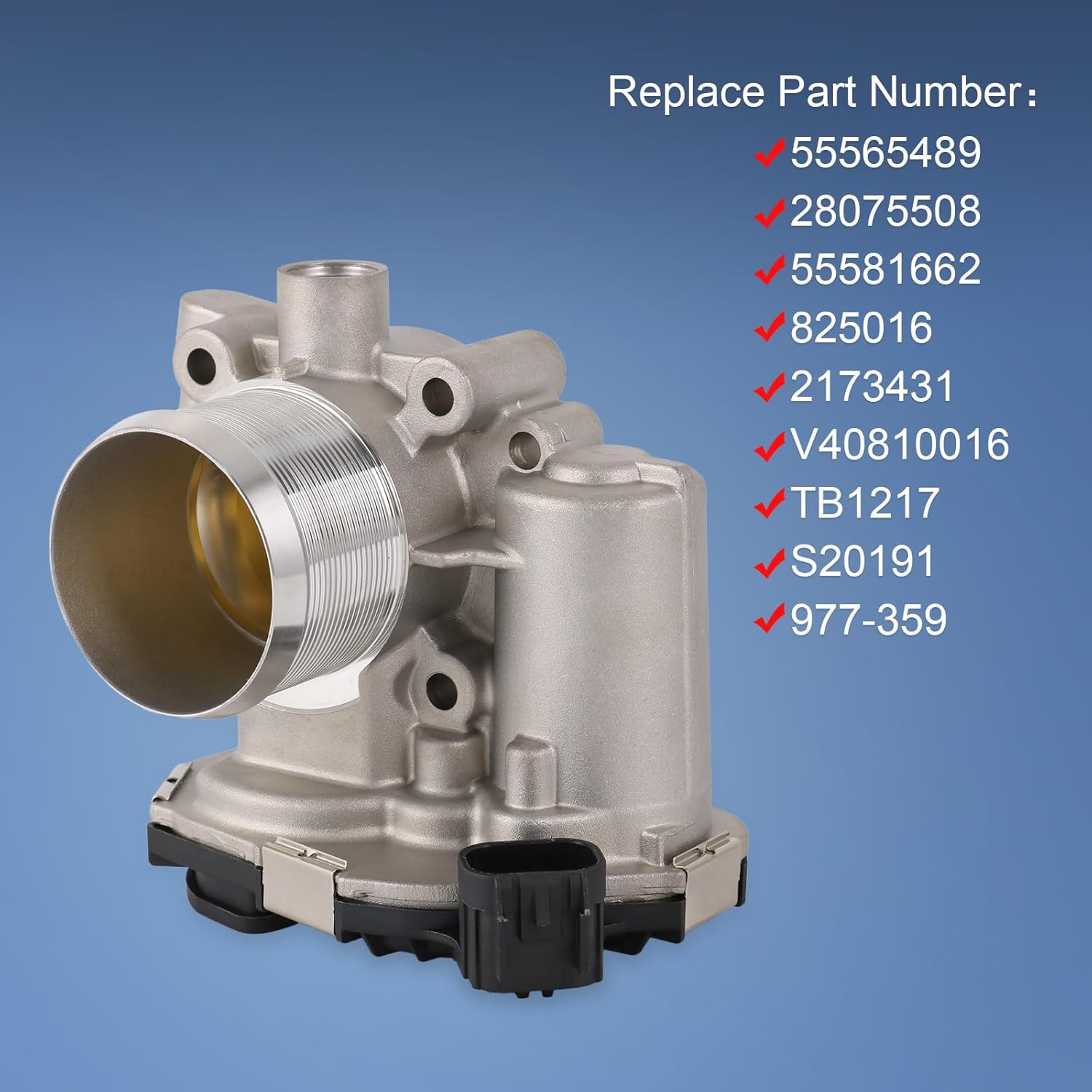 Electric Throttle Body 55565489 Replacement for Buick Encore and Chevy Trax 1.4l 2013-2019, Chevy Cruze 1.4l 2011-2015, Chevy Sonic 1.4l 2012-2018 Replace # S20191