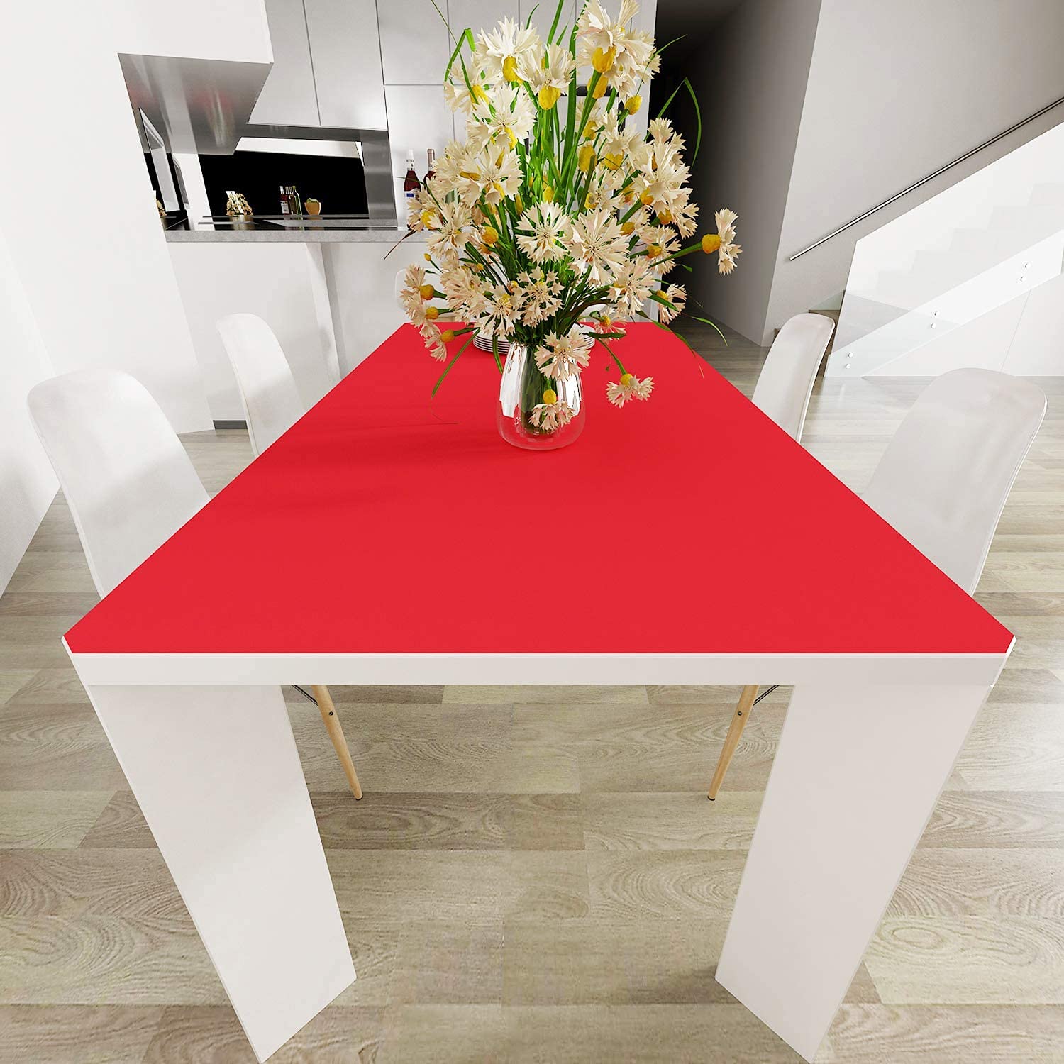 ERATO Vinyl Matte Kicthen Cabinets Wallpaper Self Adhesive Removable Wallpaper (24"x240" Inch, Red Matte) 4