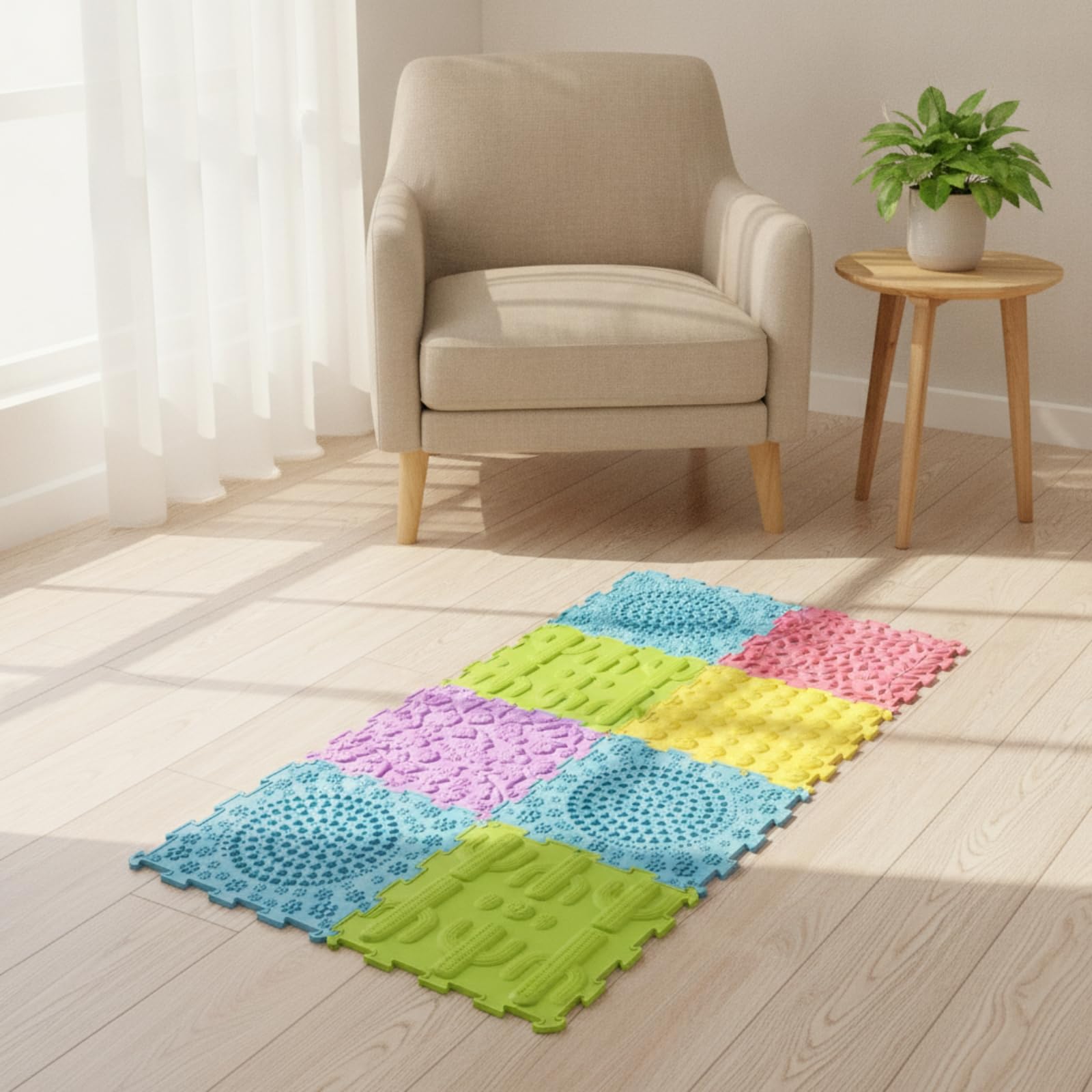 Kinder Sensory Pad Bodenpuzzle fliese Trainingsmatte Massageplatte aus Anschmiegsamem mit Diversen Strukturen für Kindliche Entwicklung Entspannungsübungen Familienumgebung