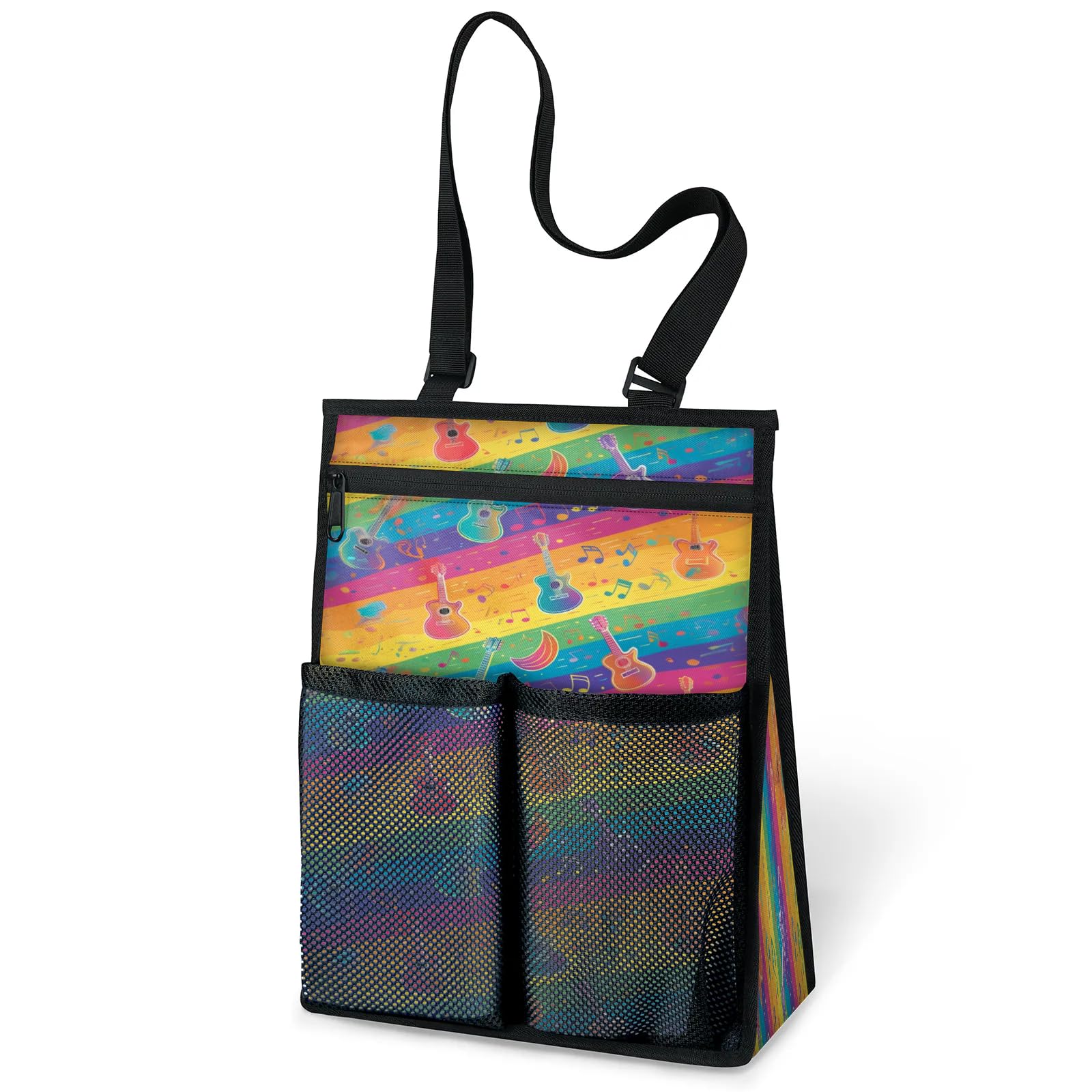 Ourtheme Music Rainbow Portable Shower Bag for Travel Gym Camp Beach Tote Shower Caddy Bags Hanging Toiletry Organizer