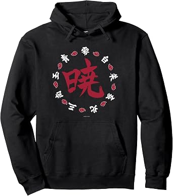 Naruto Shippuden Akatsuki Kanji Ring Pullover Hoodie