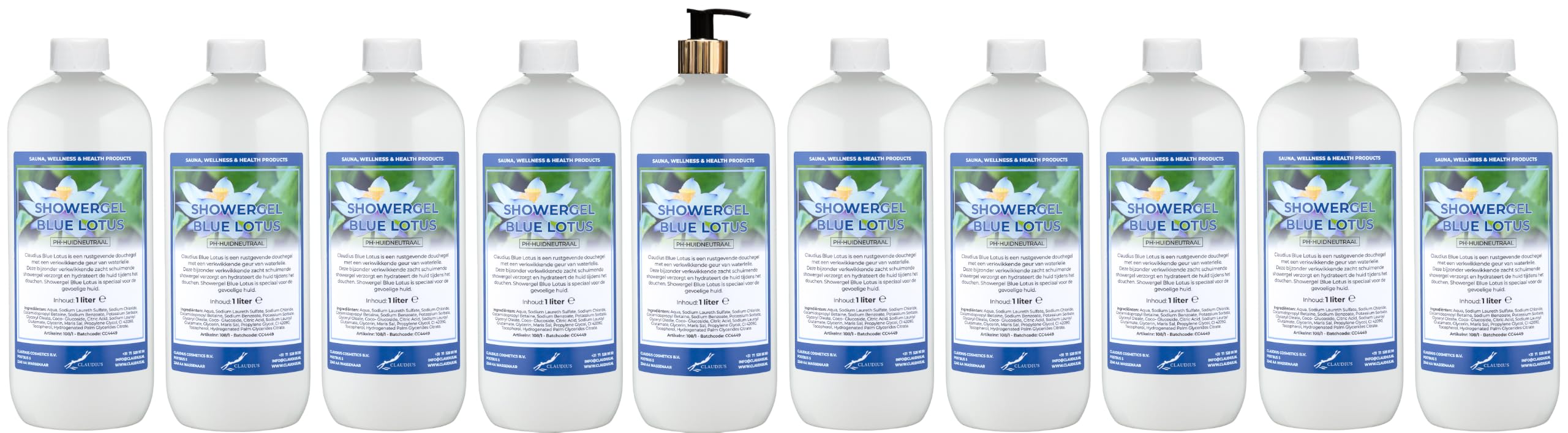 Duschgel Blue Lotus 10 x 1 Liter mit goldener Pumpe
