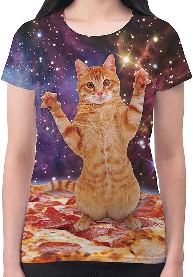 Pizza Space Cat T Shirt All Over Print 