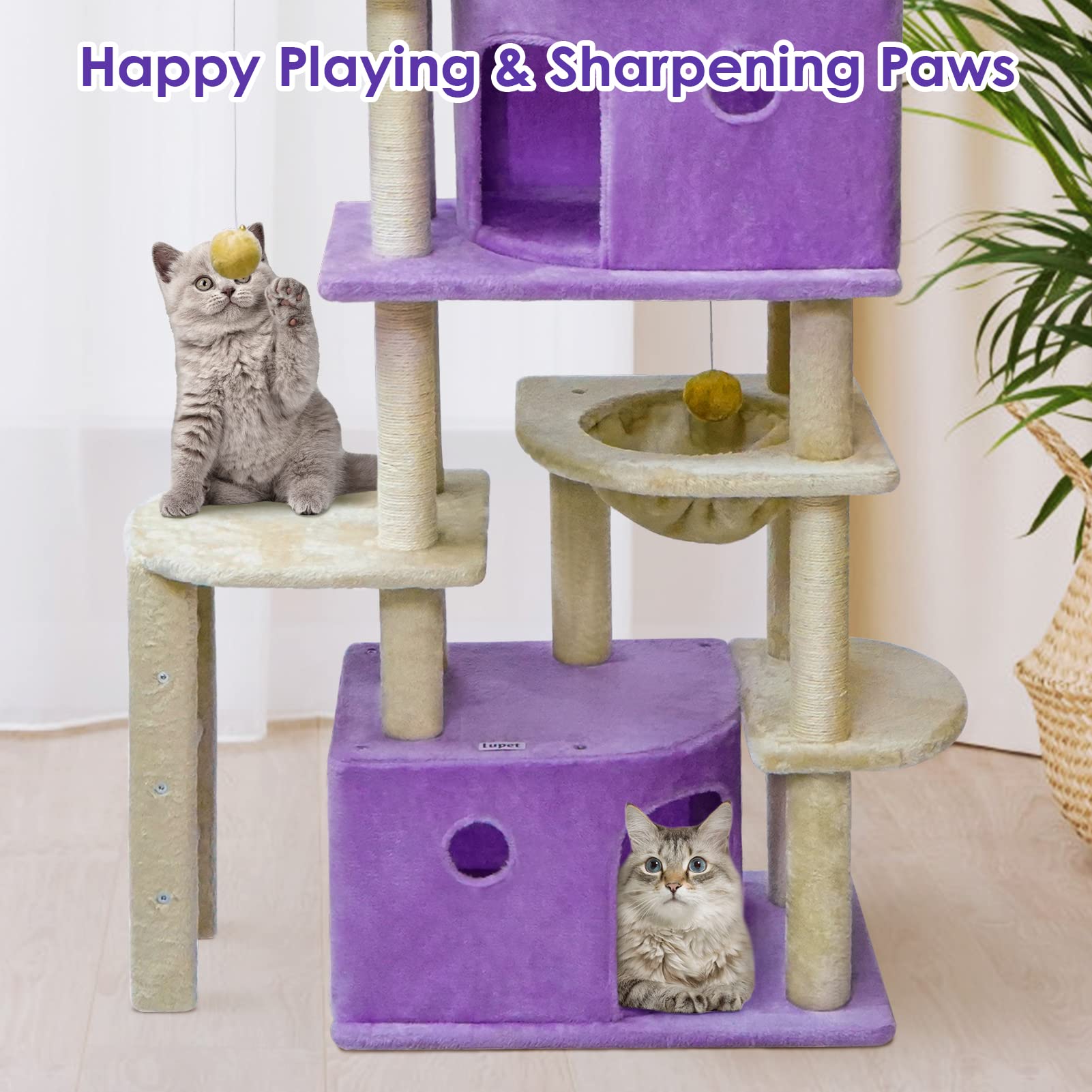 Luxus-Katzenbaum Mit Hütte – 96,5 Cm Hoch, Sisal-Kratzsäule & Seilspielzeug, Für Indoor-Katzen