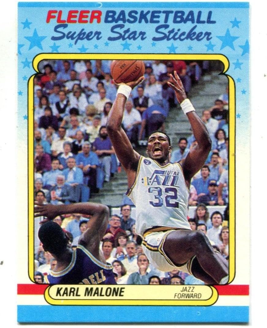 Karl Malone 1988 Fleer Super Star Sticker #5 Card - Unsigned Basketball Cards