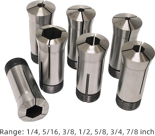 Miniatura 2 de LiGuVCY Juego de pinzas 5C Hexagonal Agujero Collet 14-78 Pulgadas para Mecanizado Torneado 7 Pcs