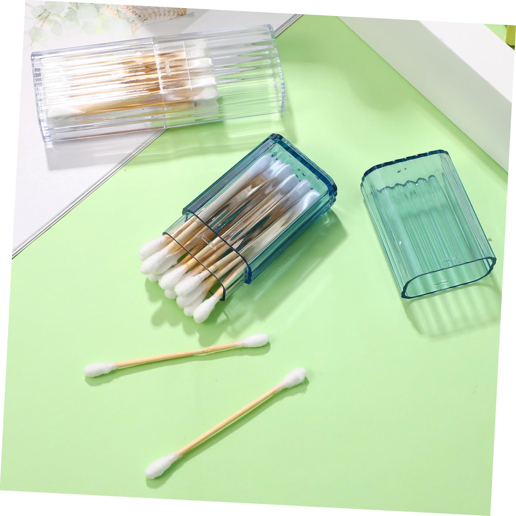 KALLORY 8 Pack Cotton Swab Holder Box Desktop Storage Jar for Toothpicks Floss Picks Mini Portable Organizers Small Boxes for Bathroom Desk Vanity