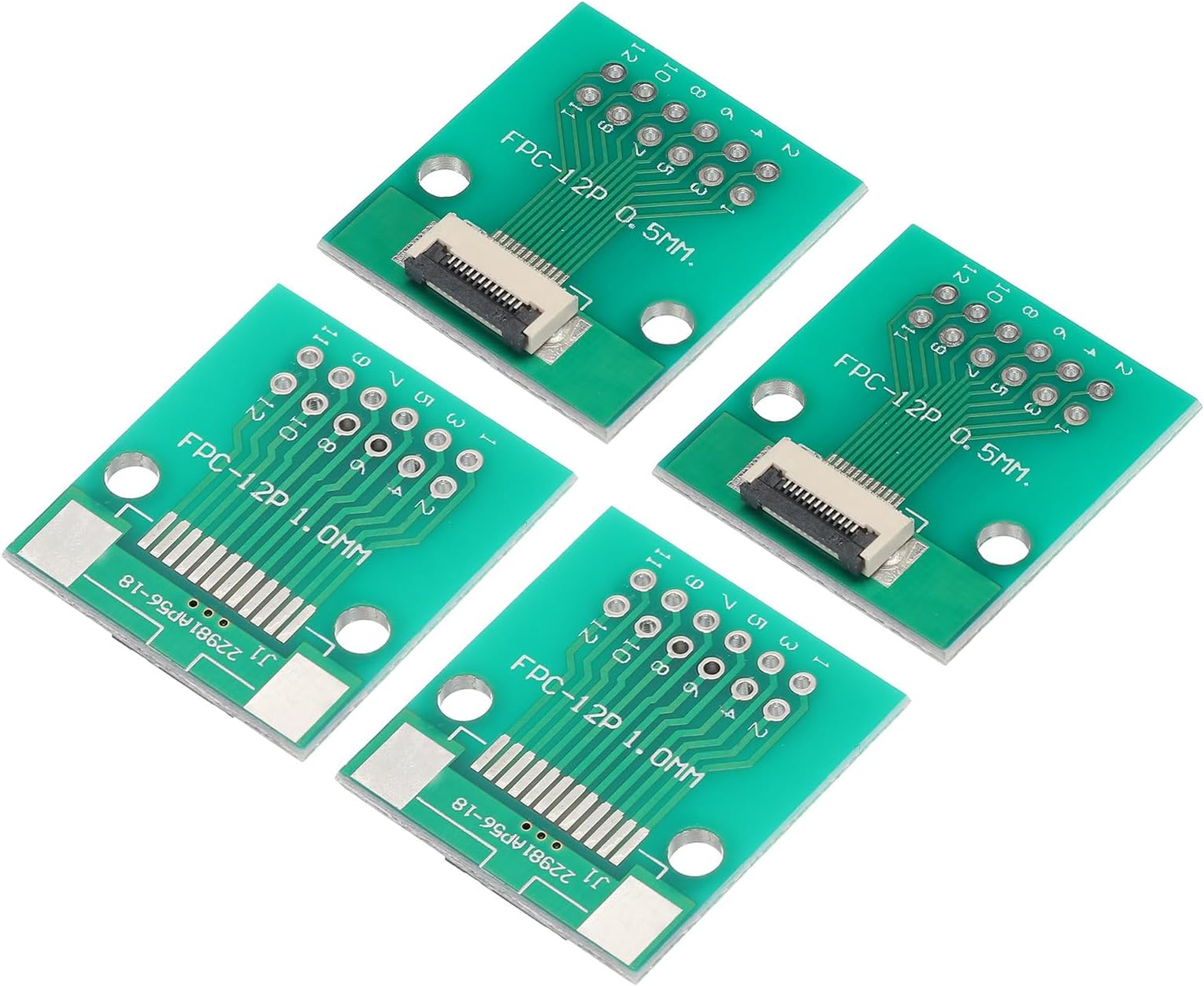 Generic FPC FFC PCB Converter Board 12P 0.5mm on Socket Side, Back 1.0mm, to DIP 2.54mm for LCD 3D Printer Camera DVD TV Laptop Pack of 4