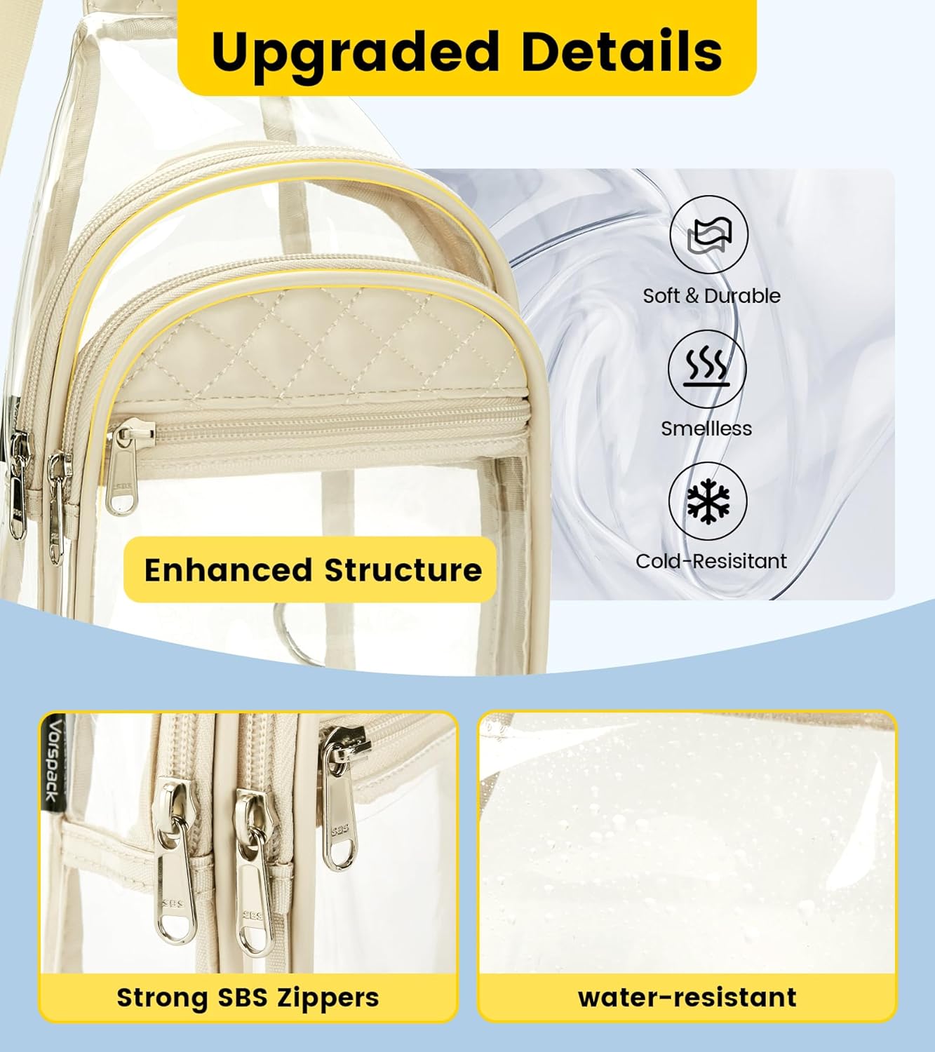 Vorspack Clear Bag for Stadium Events - Crossbody Bag for Women Clear Stadium Bag for Concerts Sports Festivals - Image 6