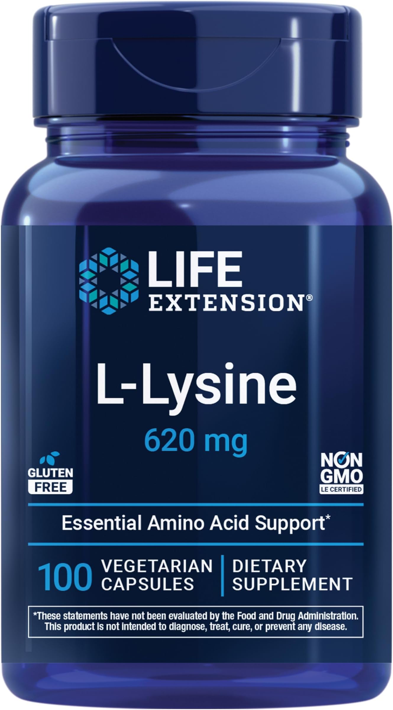 L-Lysine - 620 Mg, 100 Vegetarian Capsules (01678)