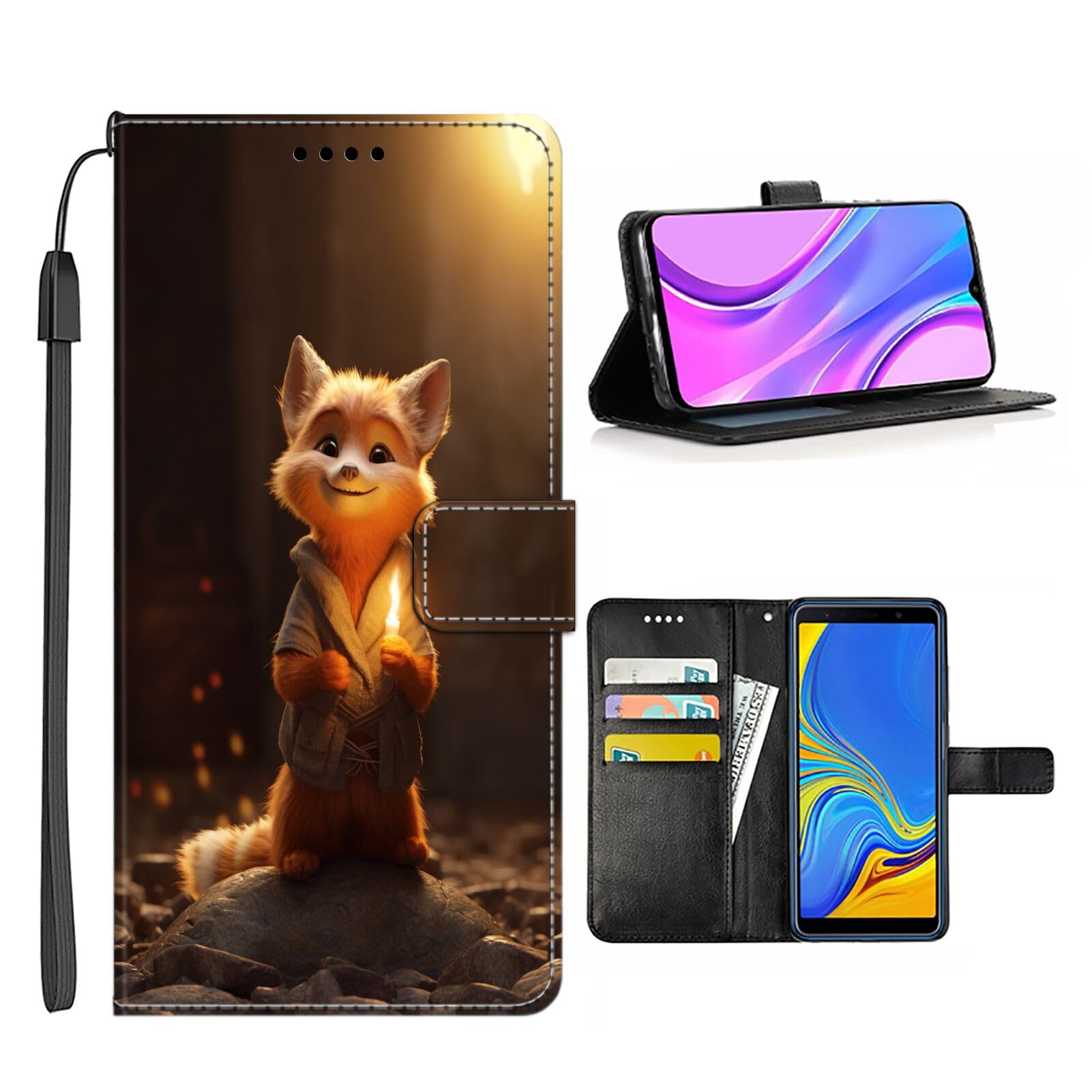 Elgzigok Wallet Phone Case for LG V30 with Fox-aa24 - Stylish and Functional PU Leather-Free Smartphone Case with Card Holder Multicolor