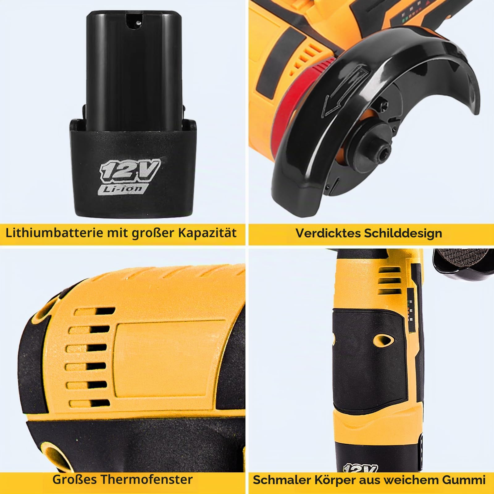 Mini Winkelschleifer, Kabellose Akku Winkelschleifer, Professional Trennschleifer, Akku Flex, 19500RPM/76mm, 2 Batterien, zum Schneiden und Polieren Ggeeignet