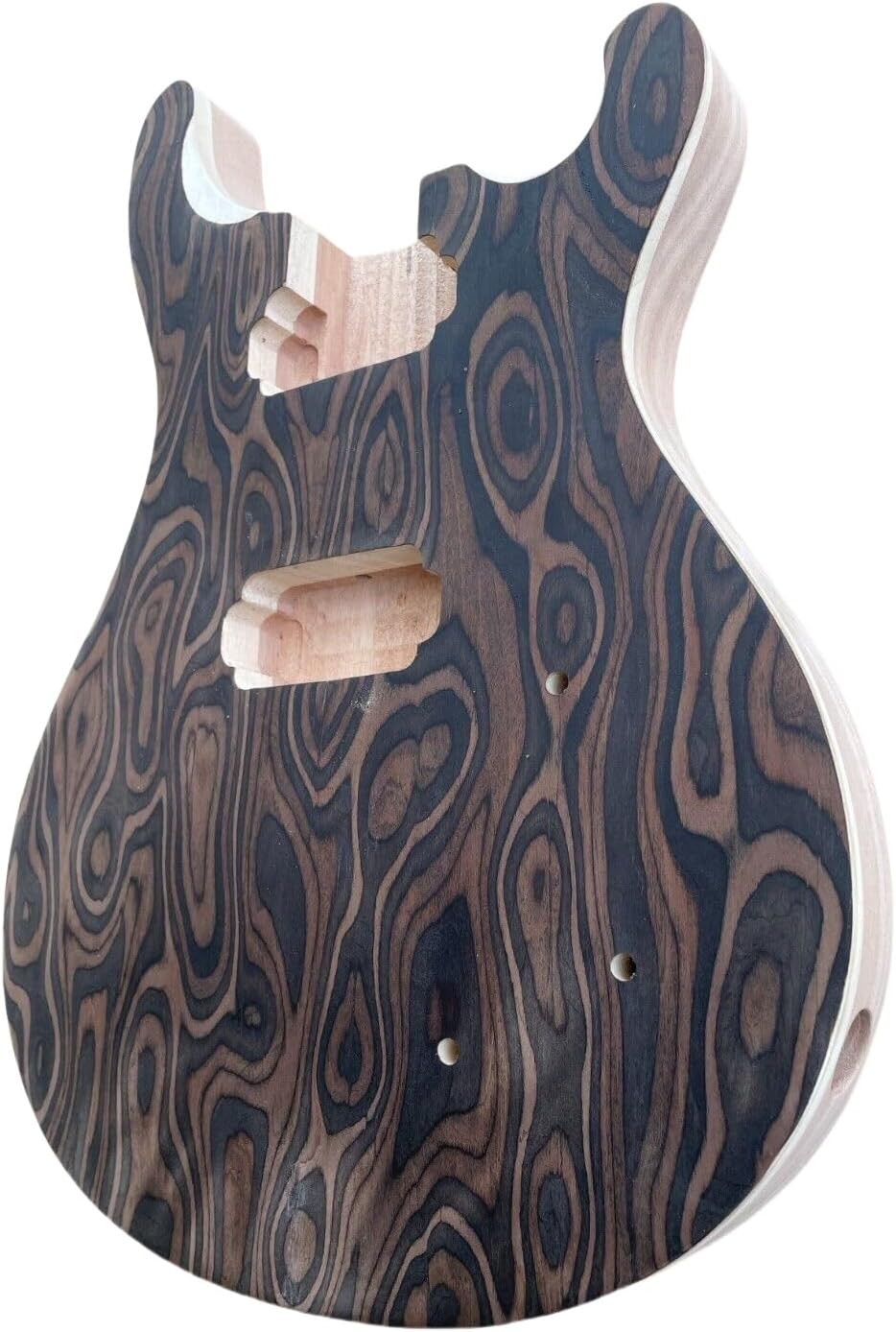 Yinfente Electric Guitar Body Unfinished Solid Wood HH Pickup Flame Maple Veneer Guitar Replacement DIY (mahogany)