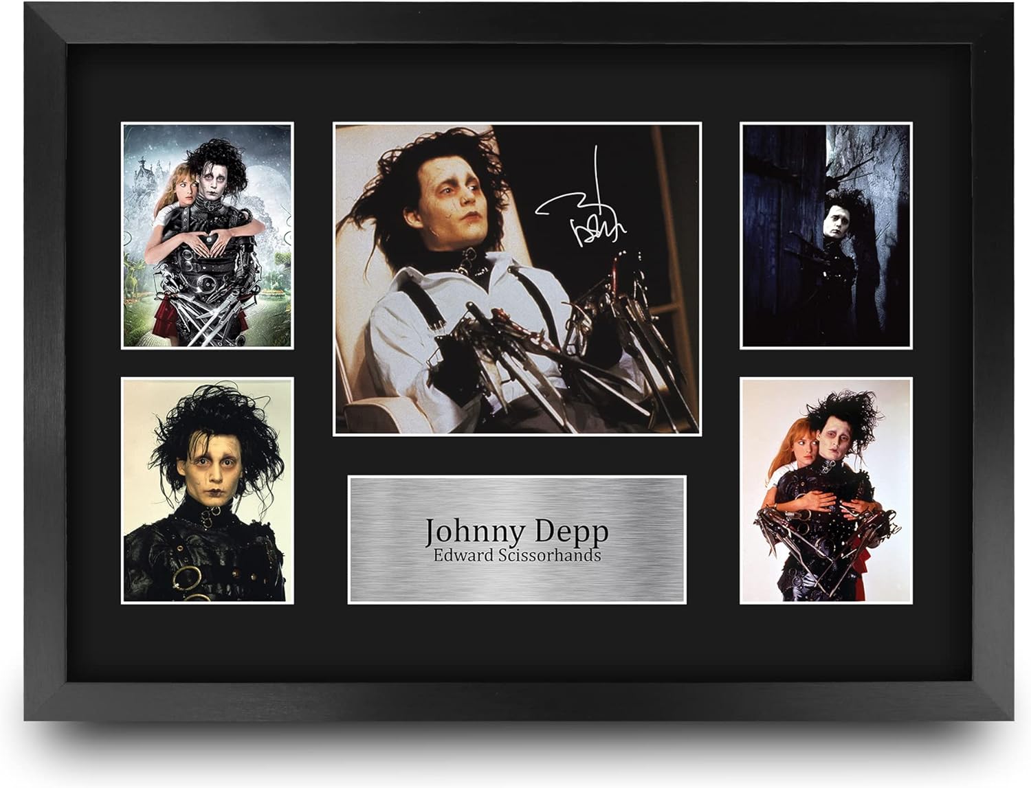 HWC Trading Johnny Depp Edward Scissorhands 16 x 12 inch (A3) Printed Gifts Signed Autograph Picture Display for Movie Memorabilia Fans - 16" x 12" Framed