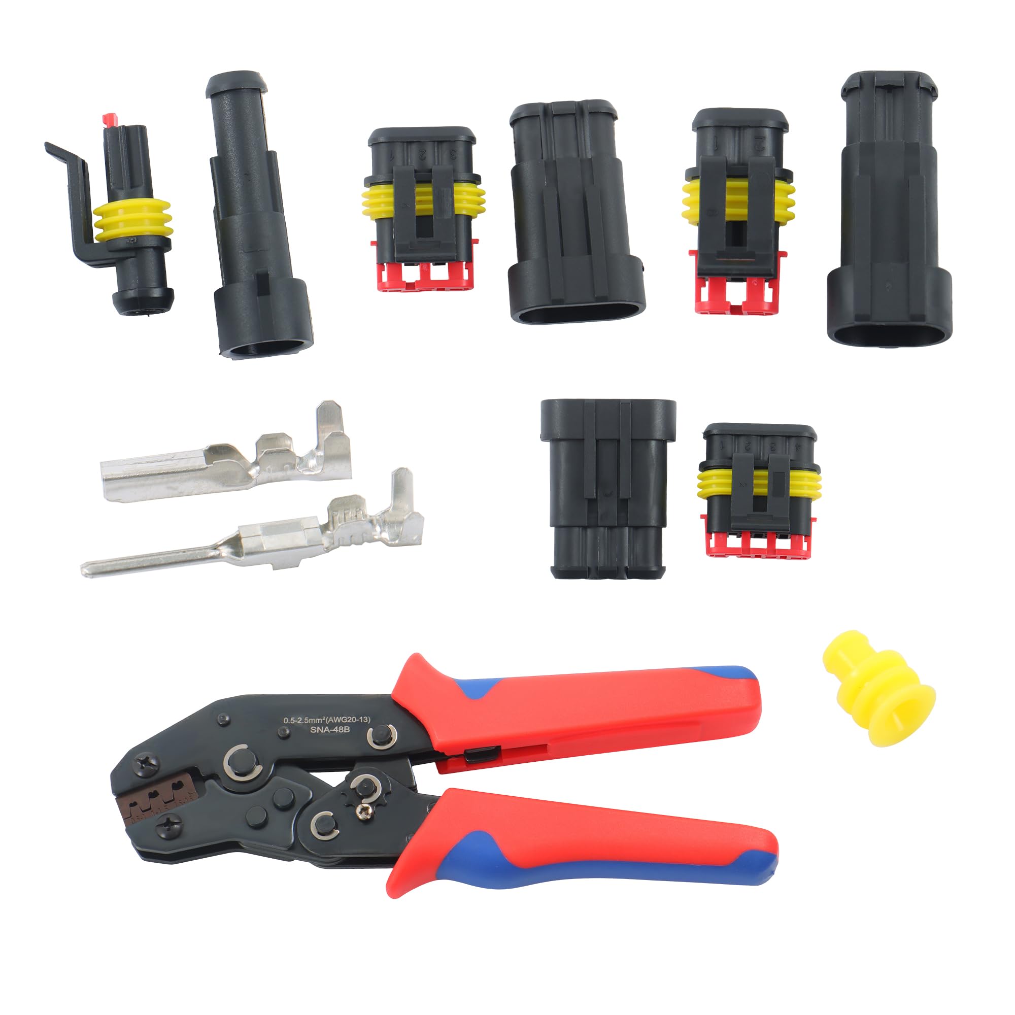 Complete Automotive Wiring Kit 352 Pcs Connectors 1-4 Pin Ratcheting Crimping Tool for Car Truck Motorcycle Boat Electrical