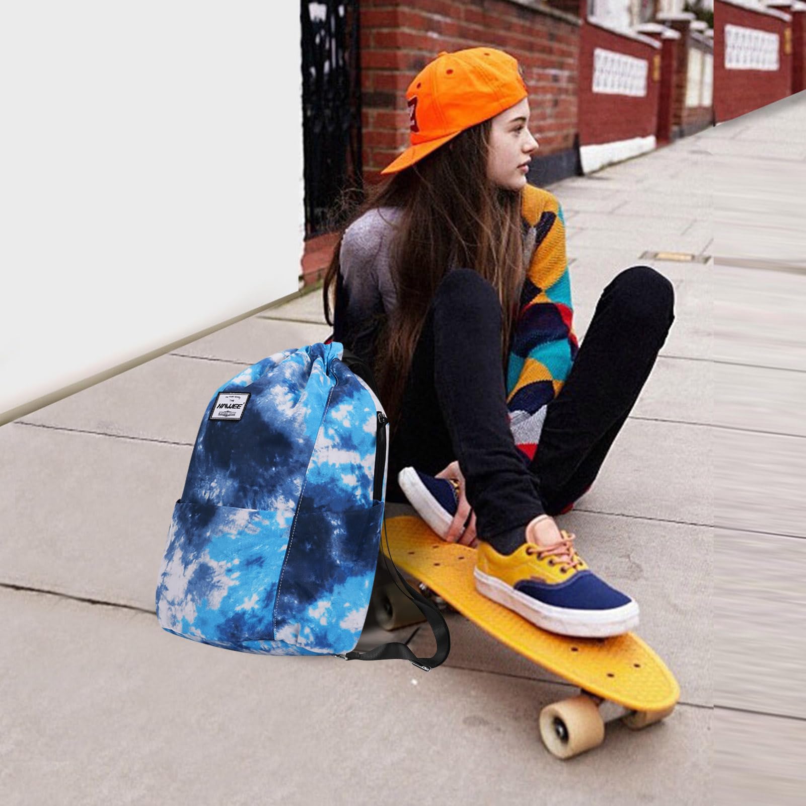 Impermeable Casual Mochila con Cordón Grande Deporte Bolso de Gimnasia Mochila de Cuerda Unisex para Mujer Hombre Vida Cotidiana Aire Libre Yoga Escuela Playa Nadar — view 5