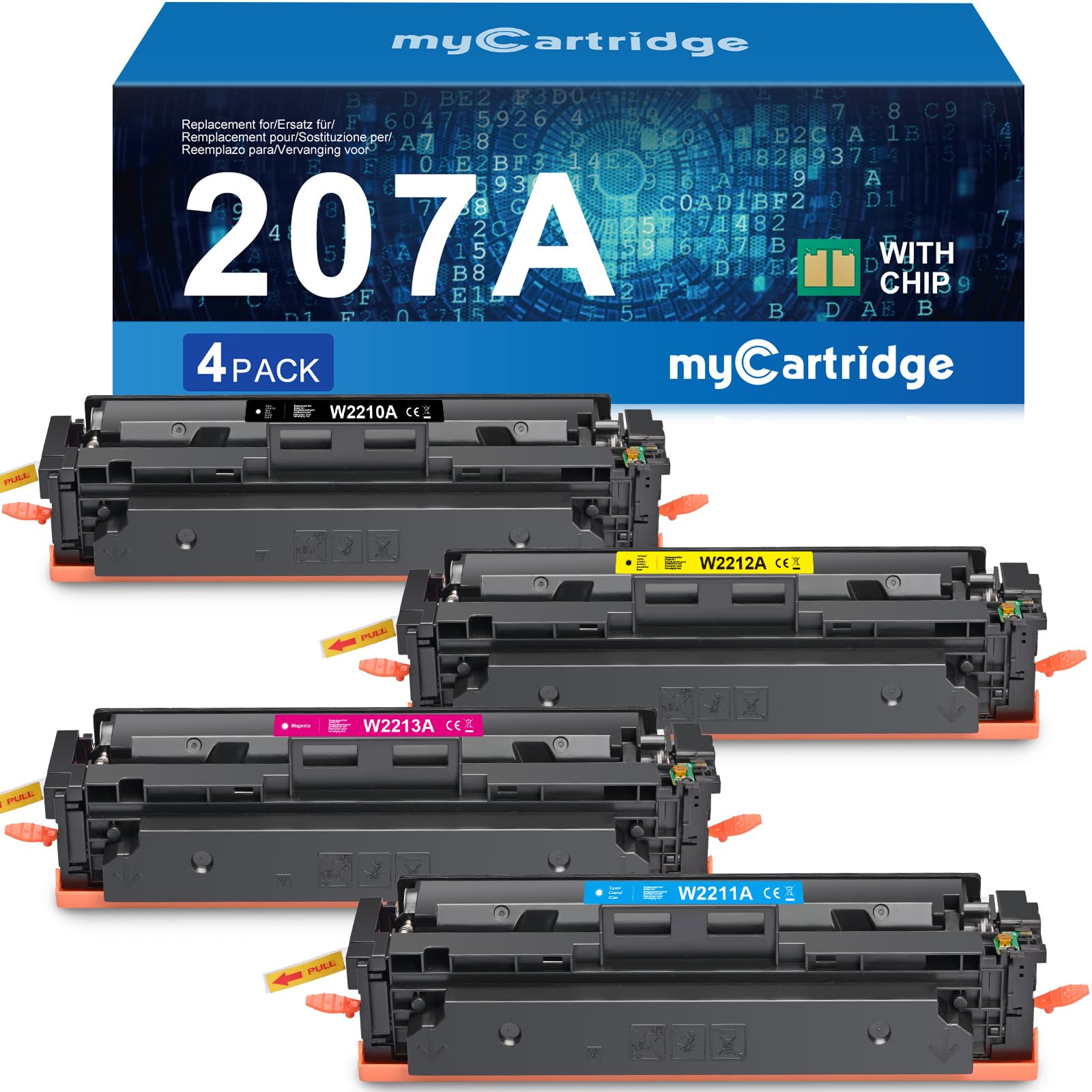 MYCARTRIDGE 207A kompatybilny dla 207A 207X color laserjet pro mfp m283fdw m255dw m282nw W2210A W2212A W2213A W2213A Czarny Cyan Yellow Magenta 4-Pack