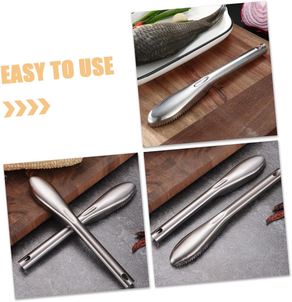 Mipcase 8pcs Stainless Steel Fish Scaler Reusable Fish Scale Remover Tool for Kitchen