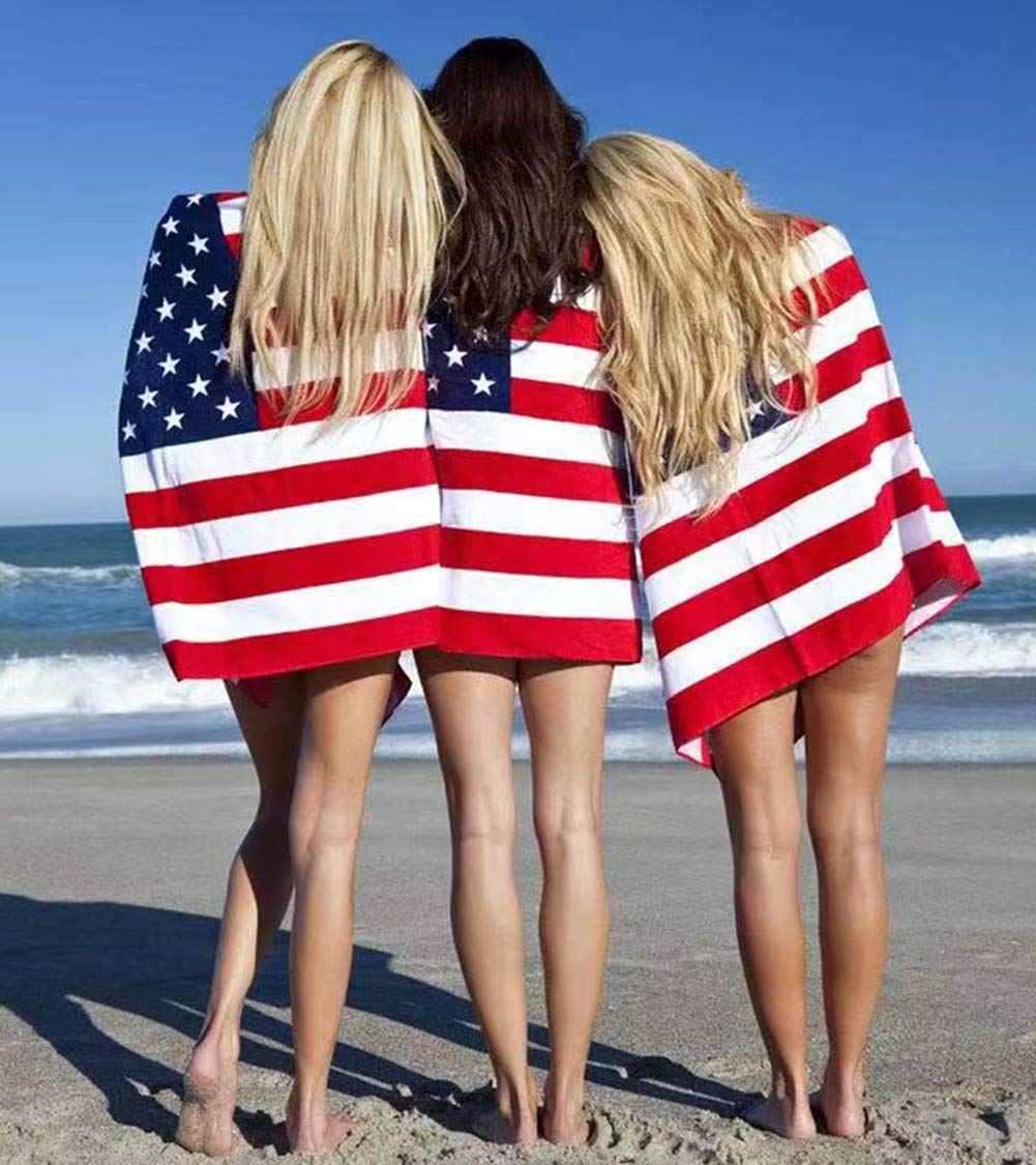 American Flag Beach Towel for Adults | Kids, Aimilaly Large Beach Towels for Beach Swimming Pool Sunbathing, Plush Fabric(28x55inch)