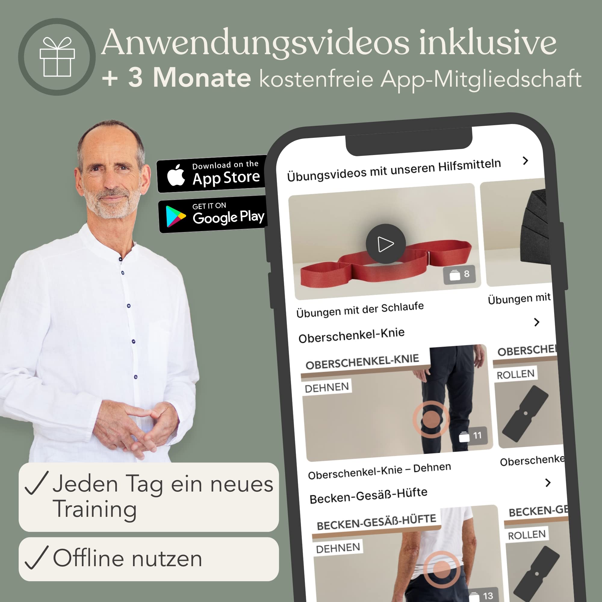 Liebscher & Bracht Dehnungs-Bundle: Übungsschlaufe für Engpassdehnung & Knieretter mit Trittschlaufe – Wadendehner für Fuß, Bein & Waden, Made in Germany