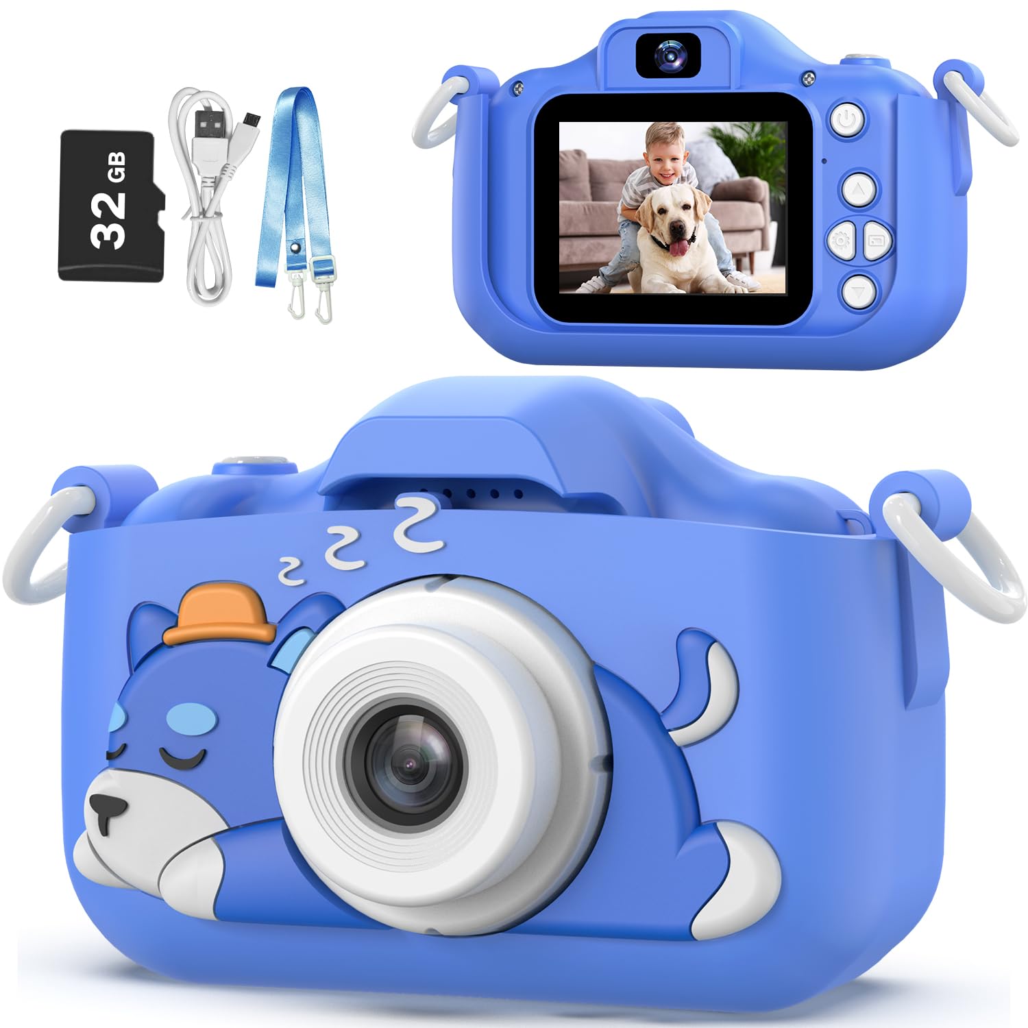 Goopow Kids Selfie Camera Toys for Girls Age 3-9, Digital Video Camera Toy with Protective Cover,Christmas Birthday Festival Gifts for 3-9 Year Old