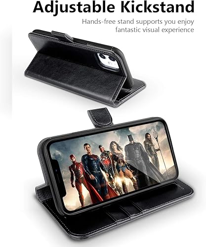 Miniatura 4 de OCASE Funda para teléfono celular iPhone 11, funda de piel sintética con tarjetero y cierre magnético, interior de TPU a prueba de golpes para